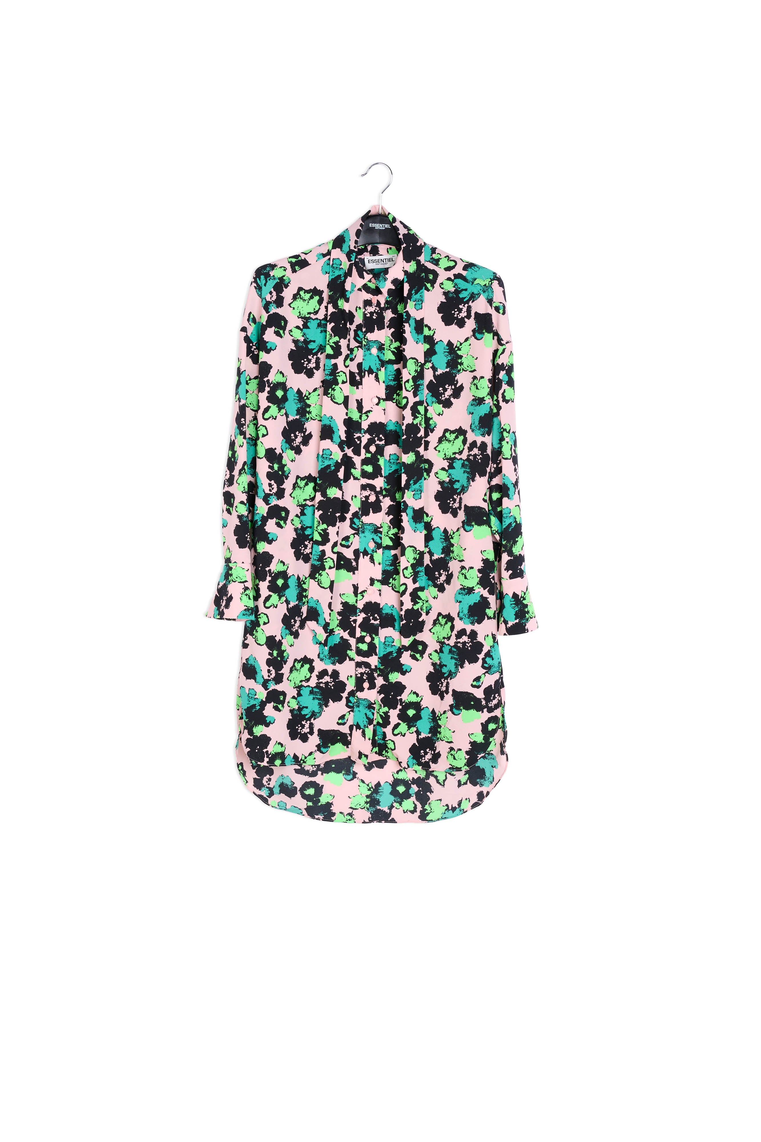 Roze mini-hemdjurk met bloemenprint RE—SSENTIEL | Essentiel second hand