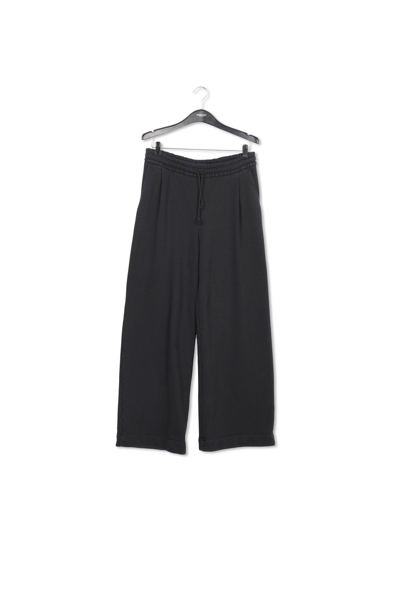 Black wide-leg cotton-jersey sweatpants RE—SSENTIEL | Essentiel second hand