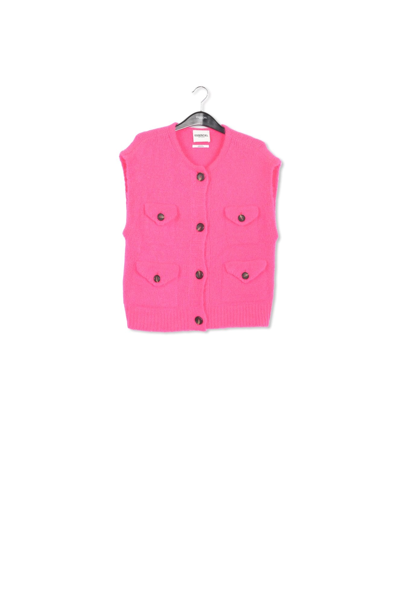 Neon pink sleeveless mohair-blend cardigan RE—SSENTIEL | Essentiel second hand