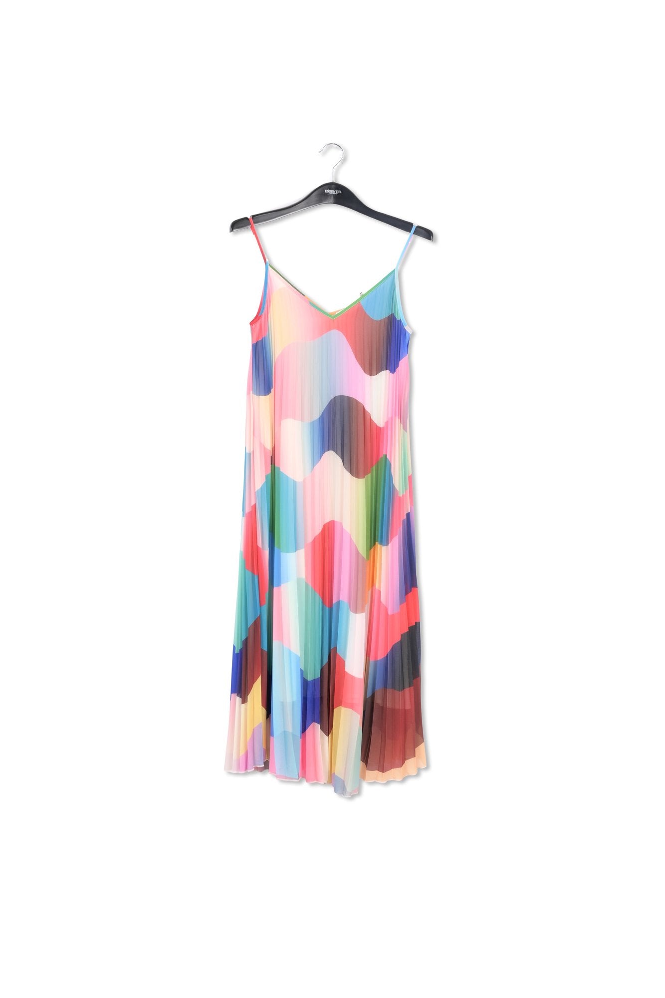 Multicolor graphic print plissé slip dress RE—SSENTIEL | Essentiel second hand
