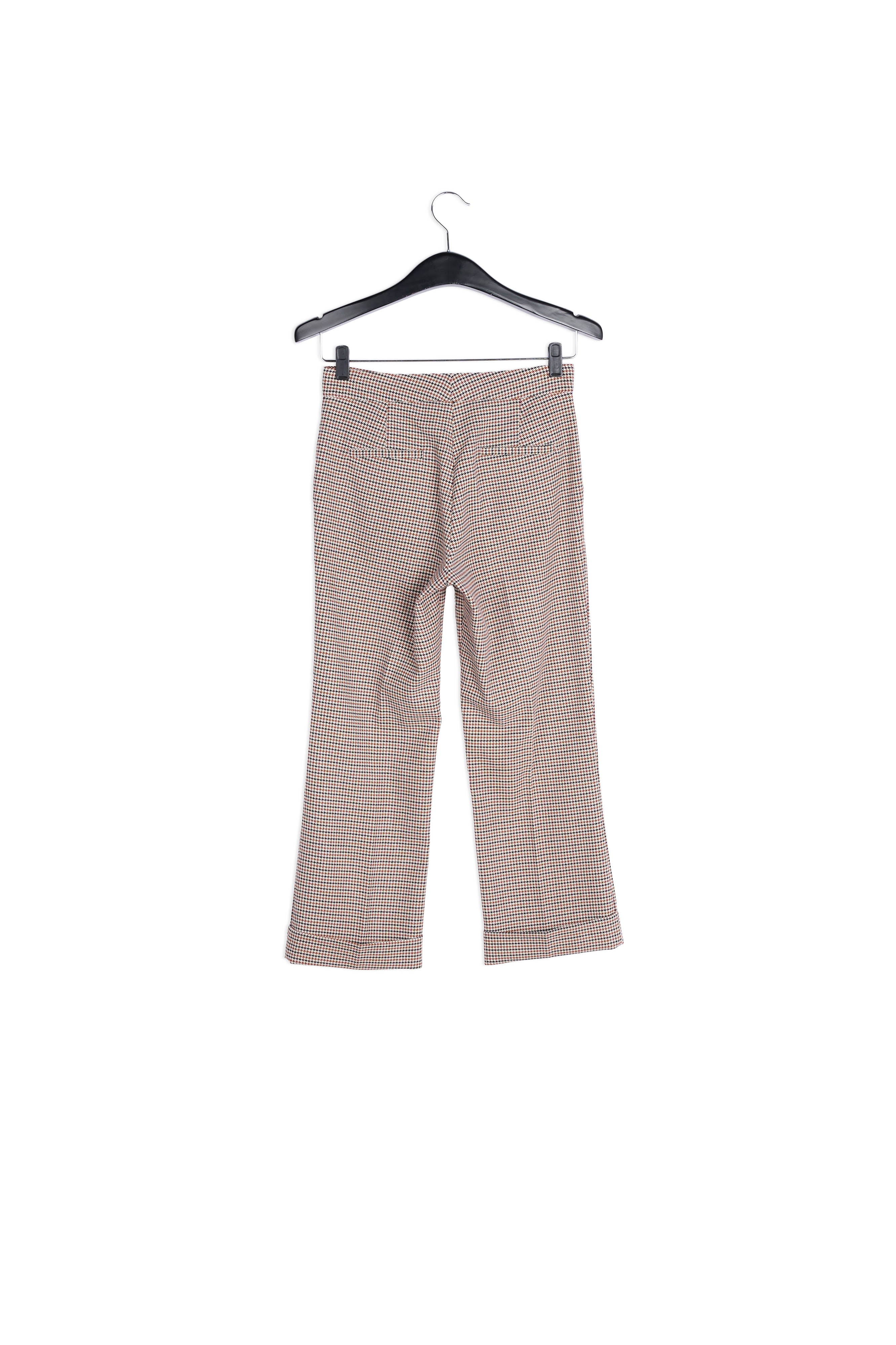 Pantalon 7/8ème pied-de-poule beige avec ourlet replié RE—SSENTIEL | Essentiel second hand