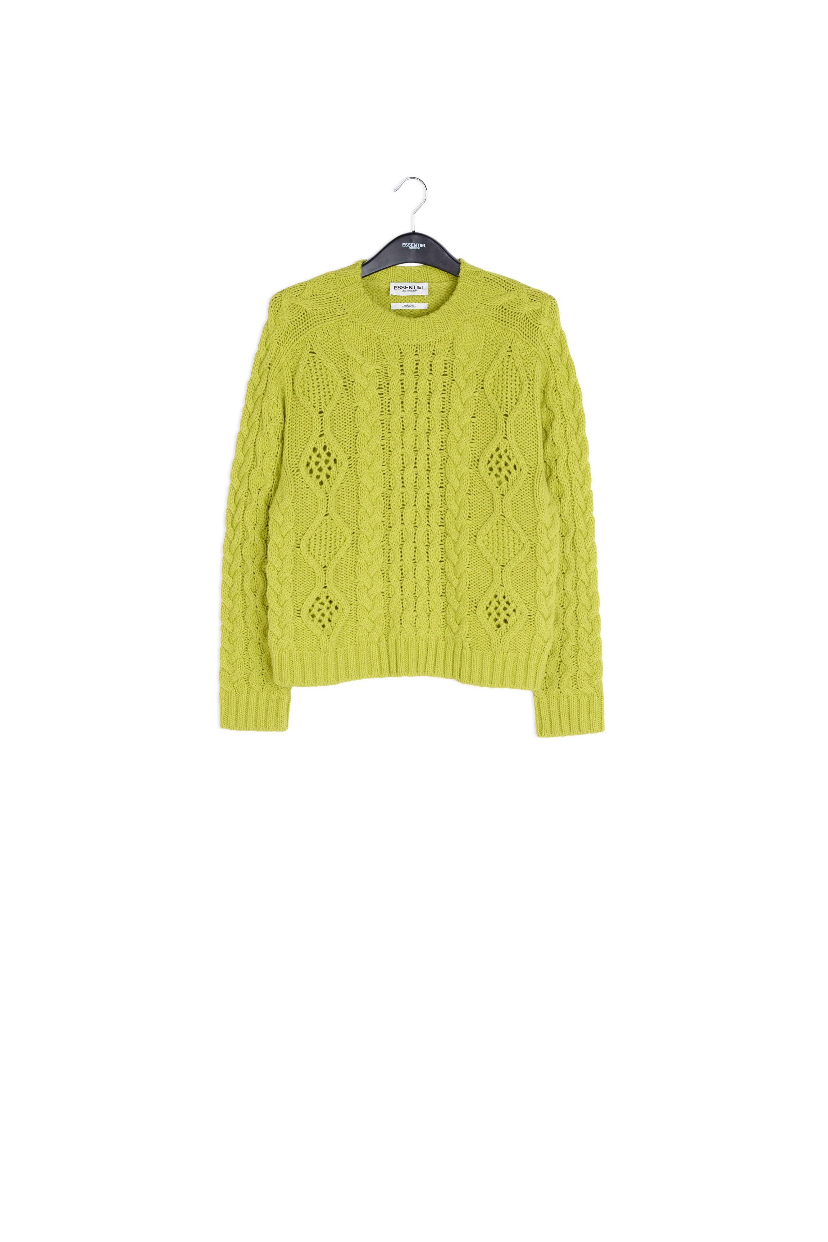 Lime green cable-knit wool-blend sweater RE—SSENTIEL | Essentiel second hand