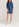 Dark blue perforated denim puffed sleeves mini dress Faume - seconde main