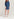 Dark blue perforated denim puffed sleeves mini dress Faume - seconde main