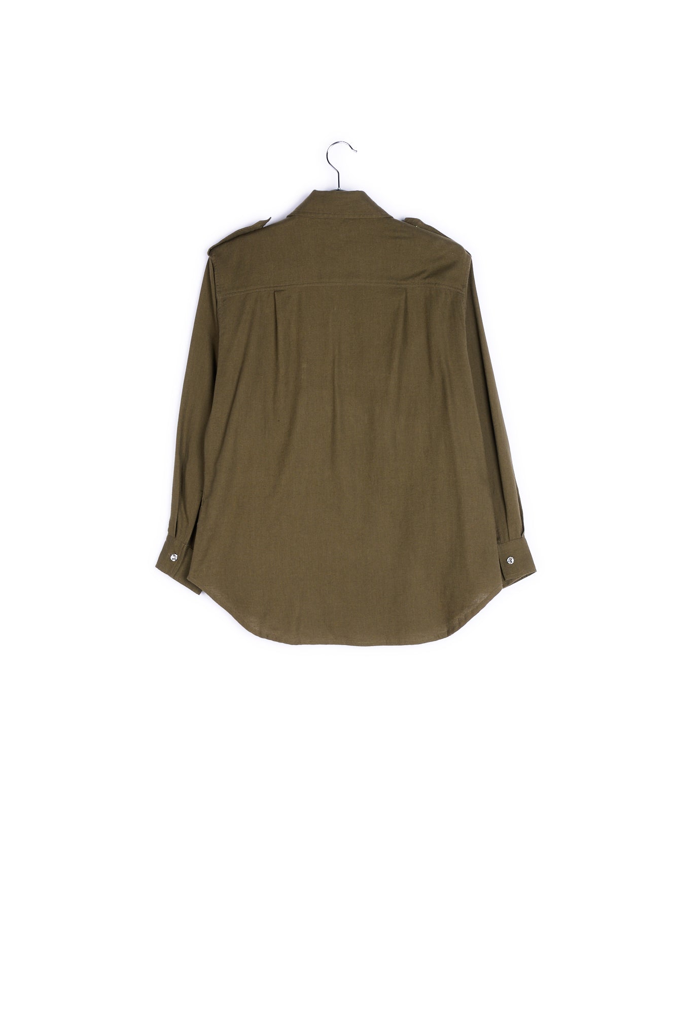 Army green cotton-blend shirt with strass placket RE—SSENTIEL | Essentiel second hand