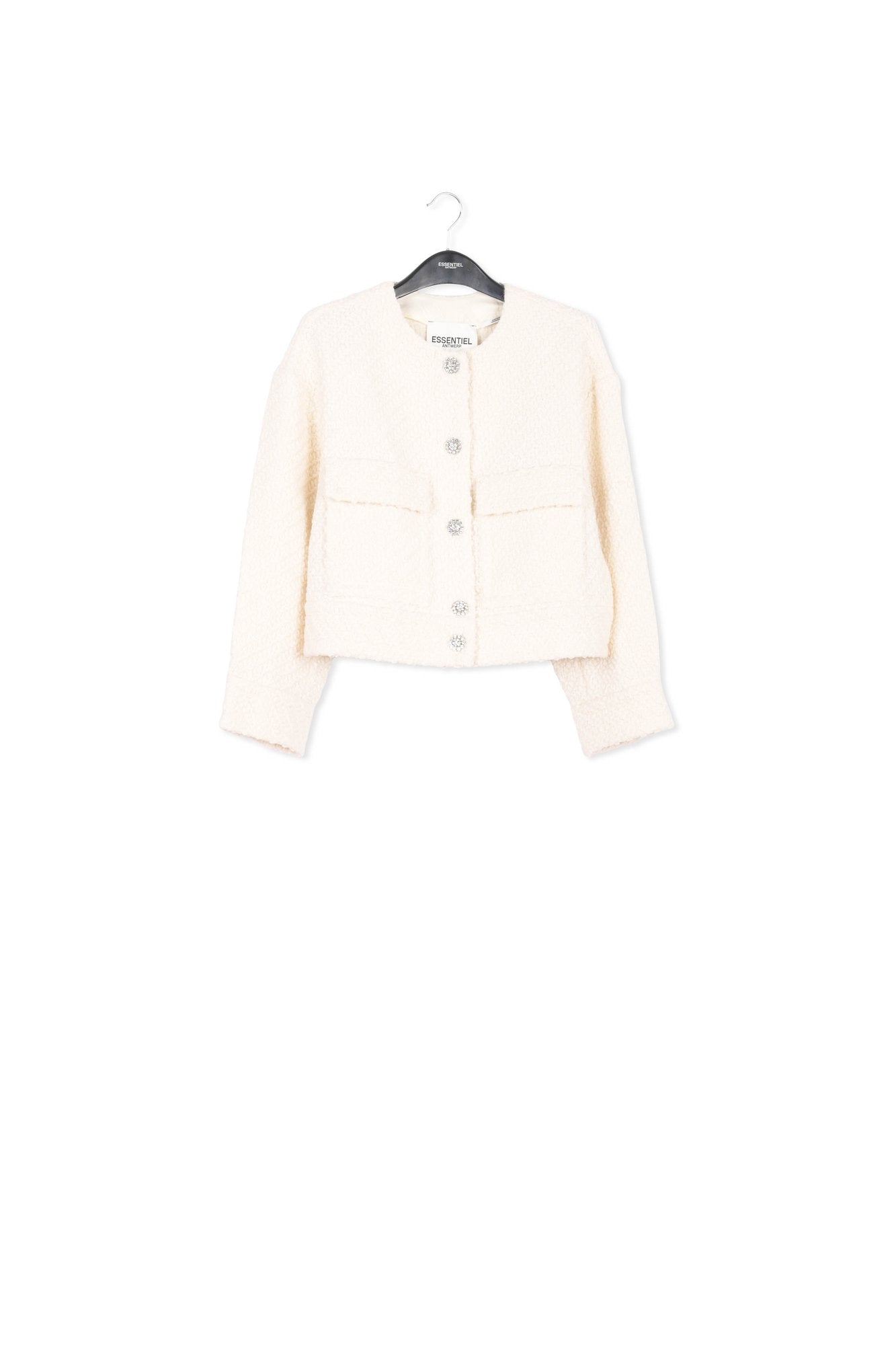 Ecru wool-blend tweed jacket RE—SSENTIEL | Essentiel second hand