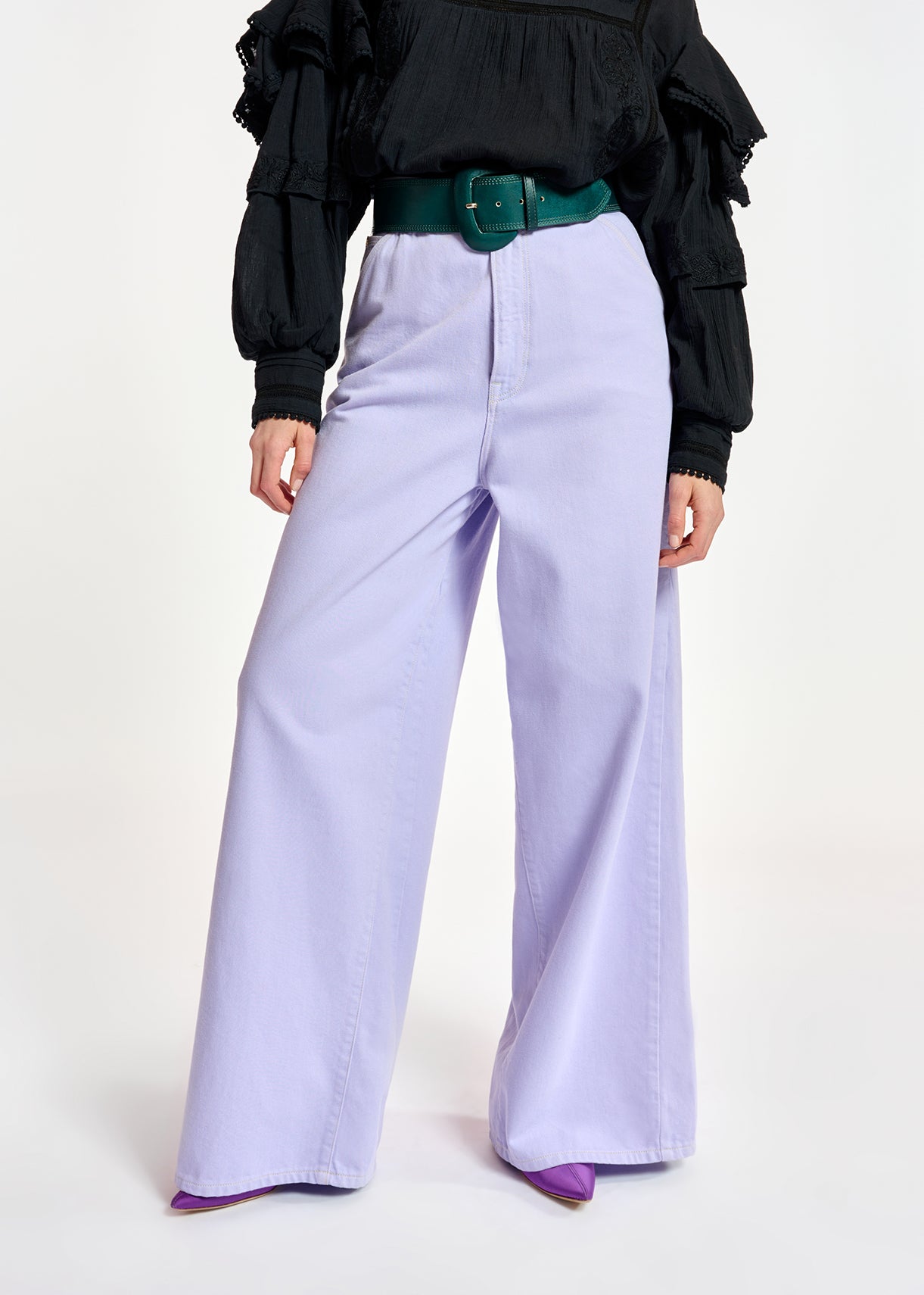 Lilac denim wide-leg jeans RE—SSENTIEL | Essentiel second hand