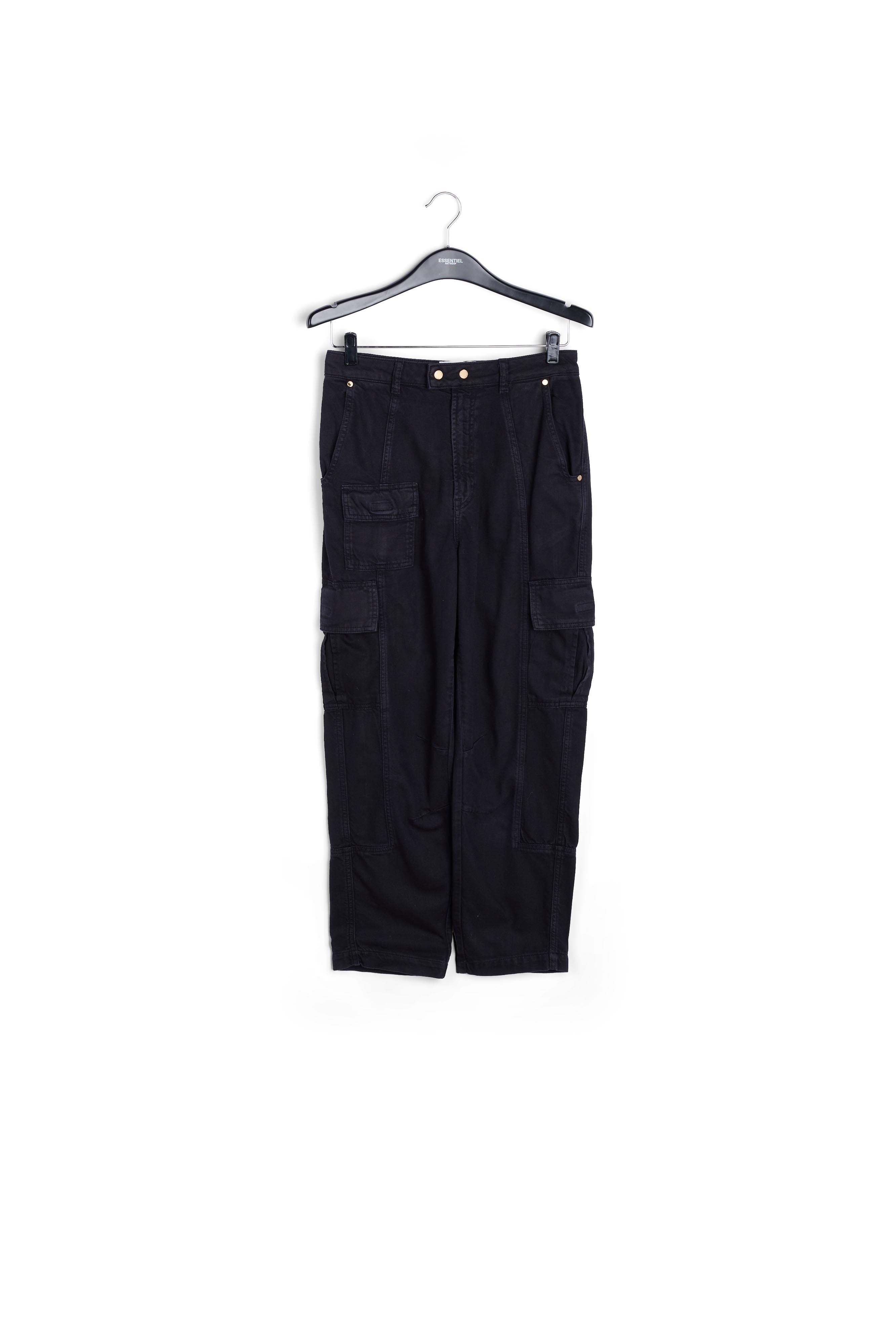Zwarte cargojeans met rechte pijpen RE—SSENTIEL | Essentiel second hand