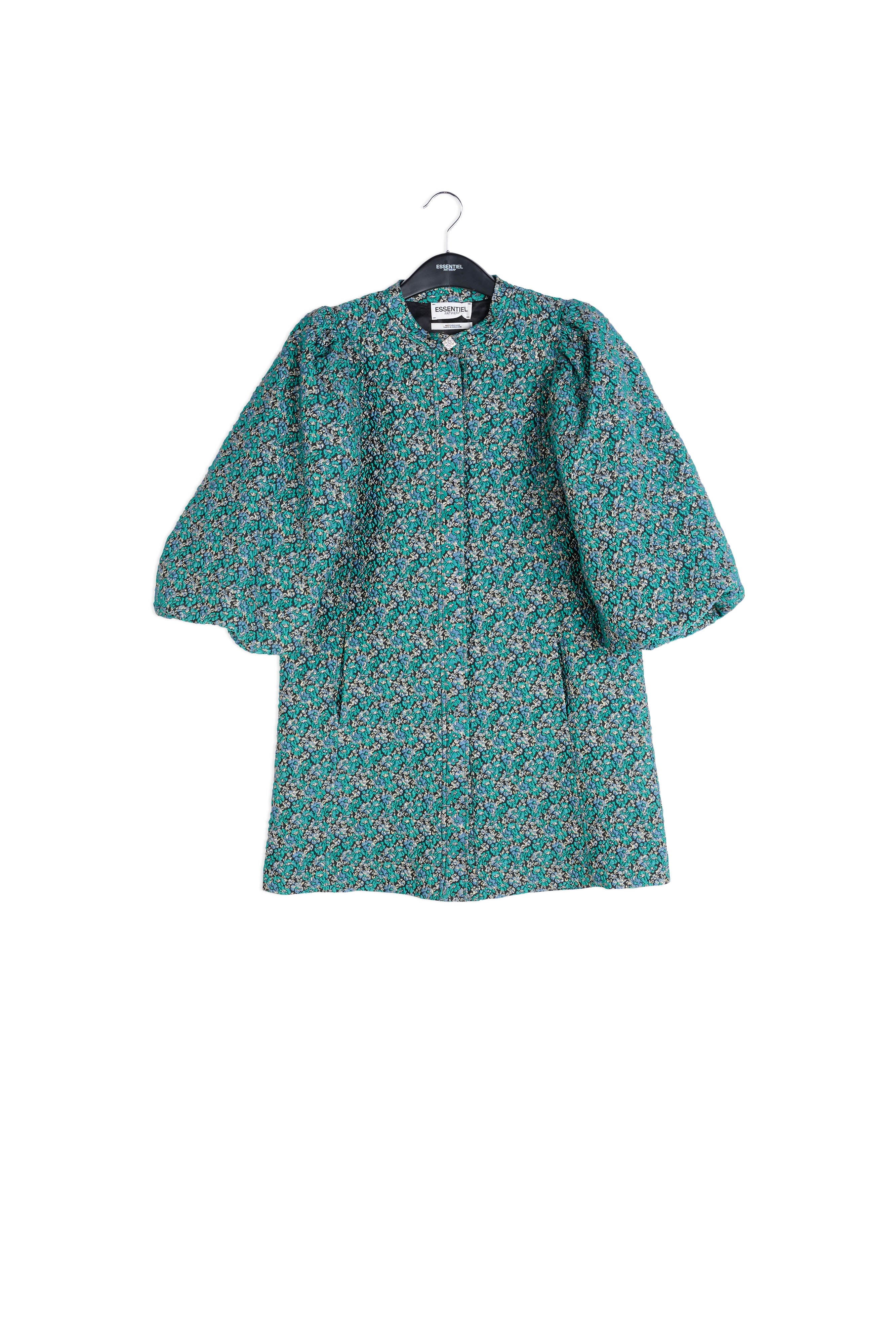 Blue floral jacquard mini dress RE—SSENTIEL | Essentiel second hand