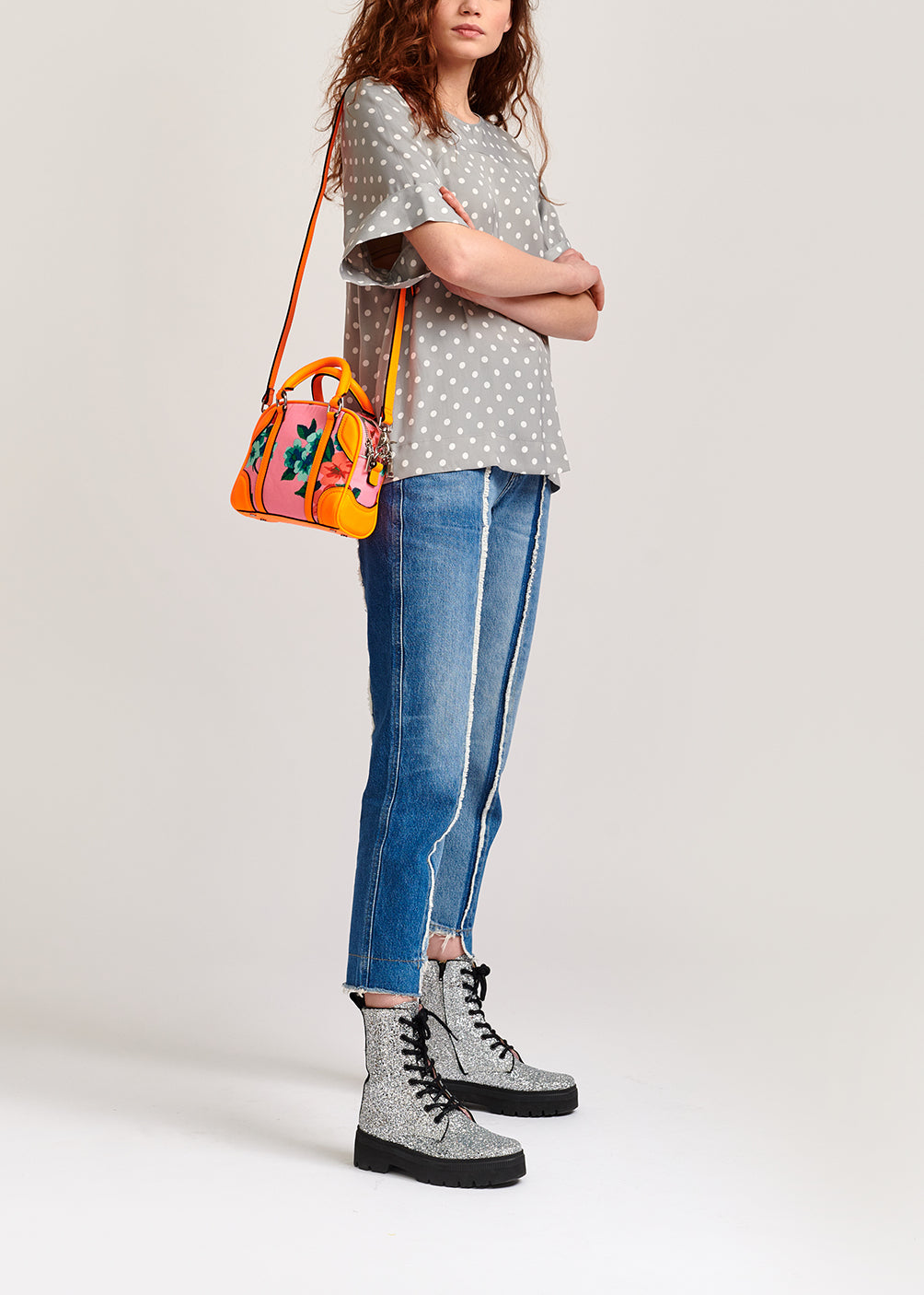 Grijze top met stippen RE—SSENTIEL | Essentiel second hand