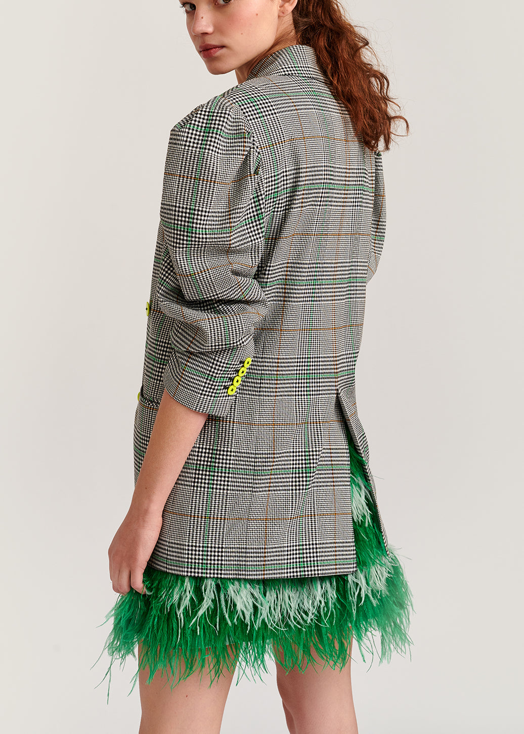 Off-white plaid double-breasted blazer RE—SSENTIEL | Essentiel second hand