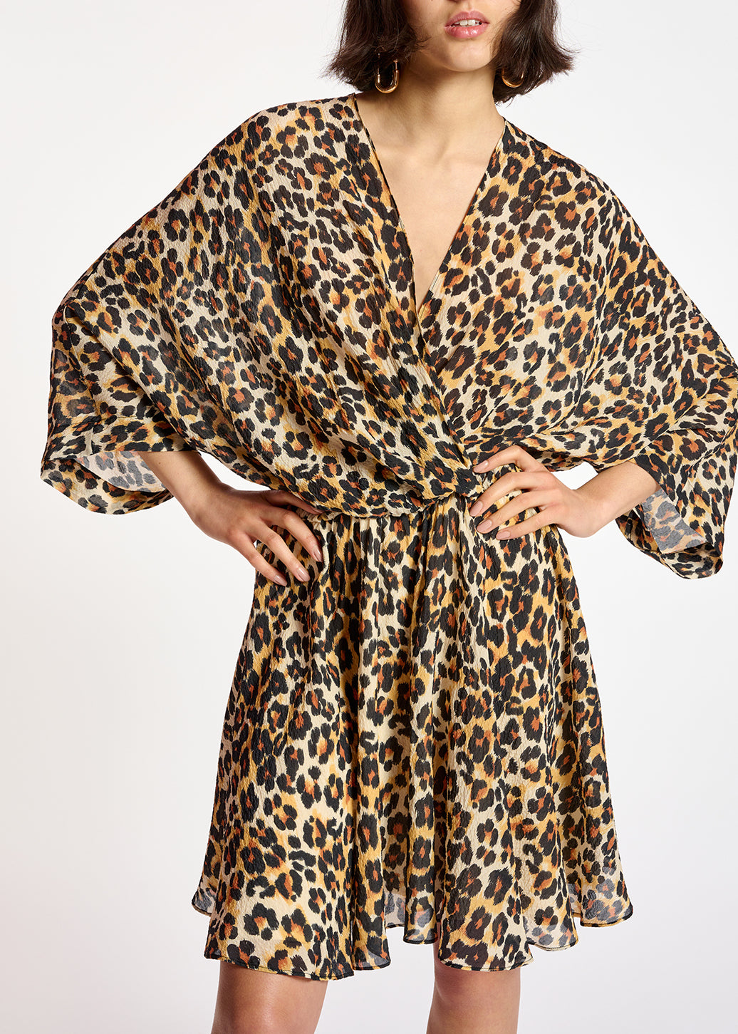 Leopard-print mini wrap dress RE—SSENTIEL | Essentiel second hand