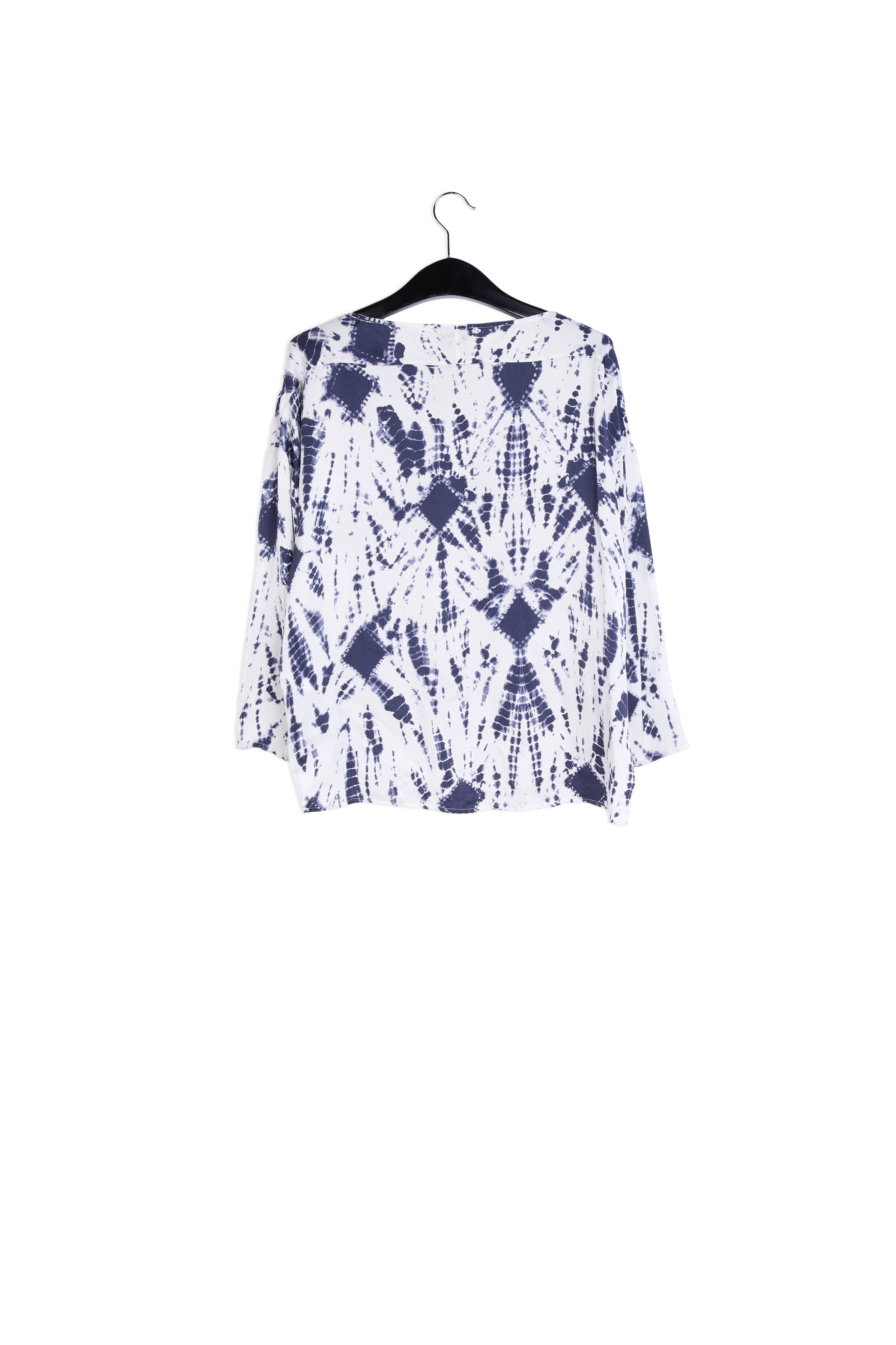 Off-white and dark blue tie-dyed silk top RE—SSENTIEL | Essentiel second hand