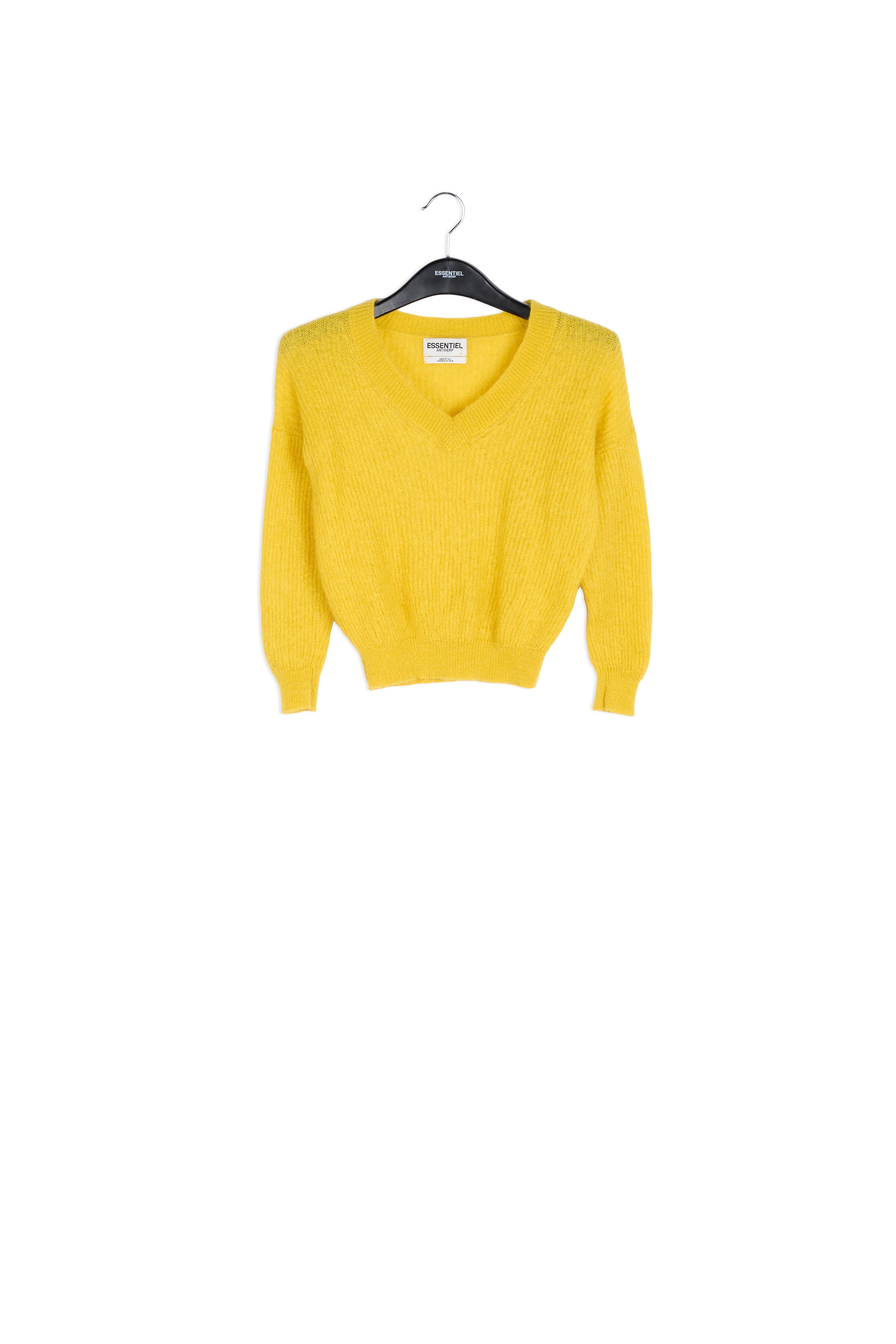 Yellow mohair blend v-neck sweater RE—SSENTIEL | Essentiel second hand
