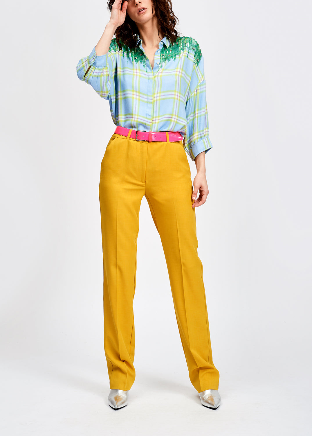 Yellow tailored trousers RE—SSENTIEL | Essentiel second hand