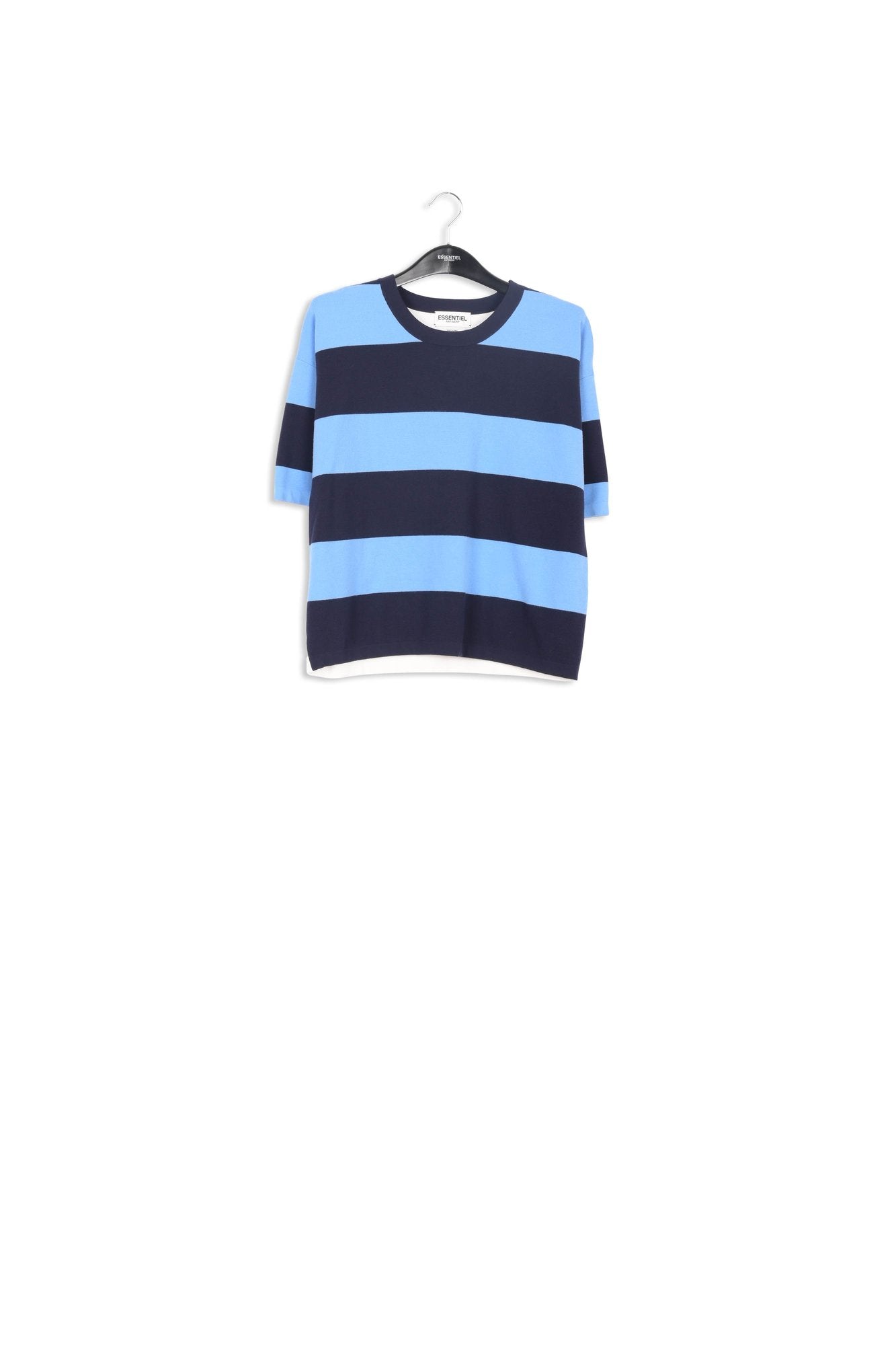 Blue and navy blue striped knit sweater RE—SSENTIEL | Essentiel second hand