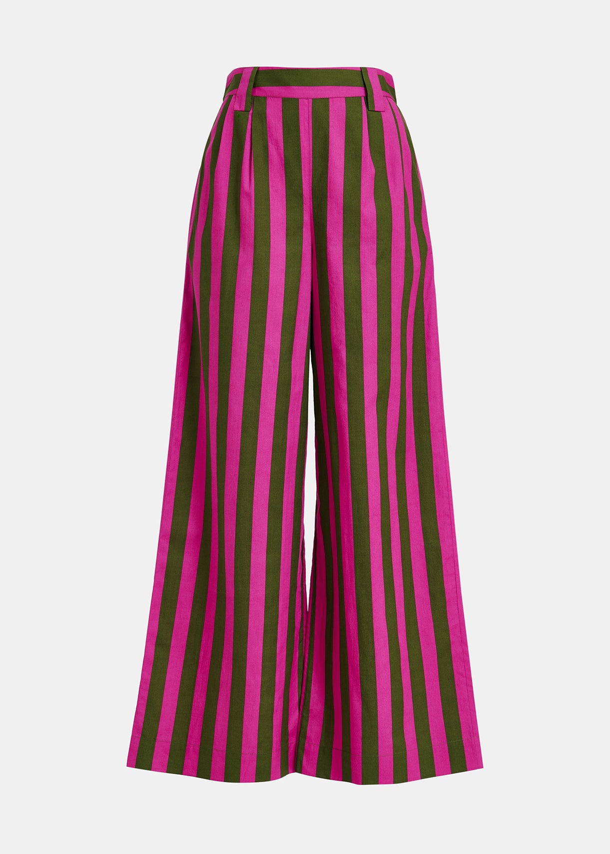 Green and purple striped cotton wide-leg pants RE—SSENTIEL | Essentiel second hand