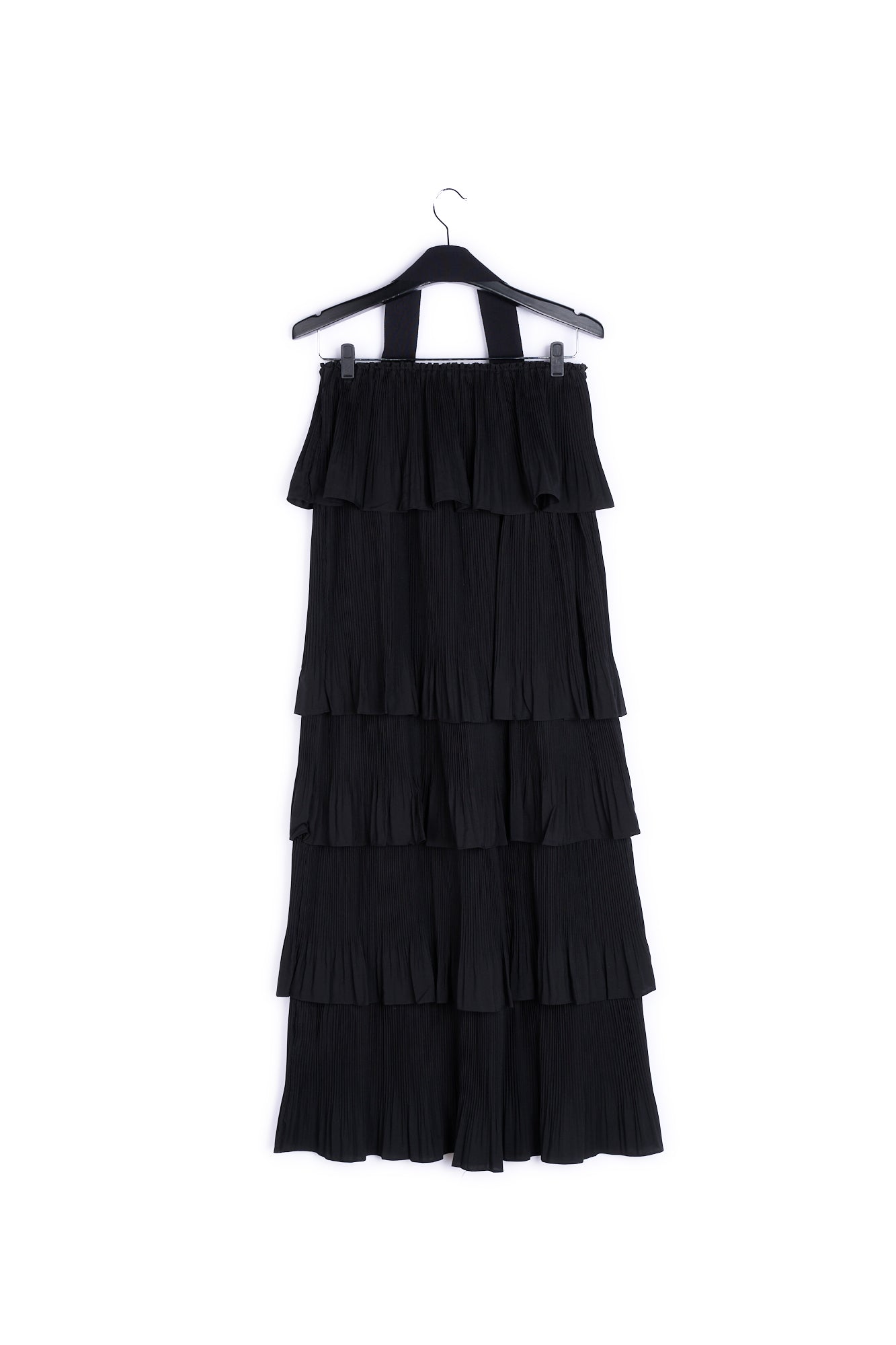 Black tiered strapless dress RE—SSENTIEL | Essentiel second hand