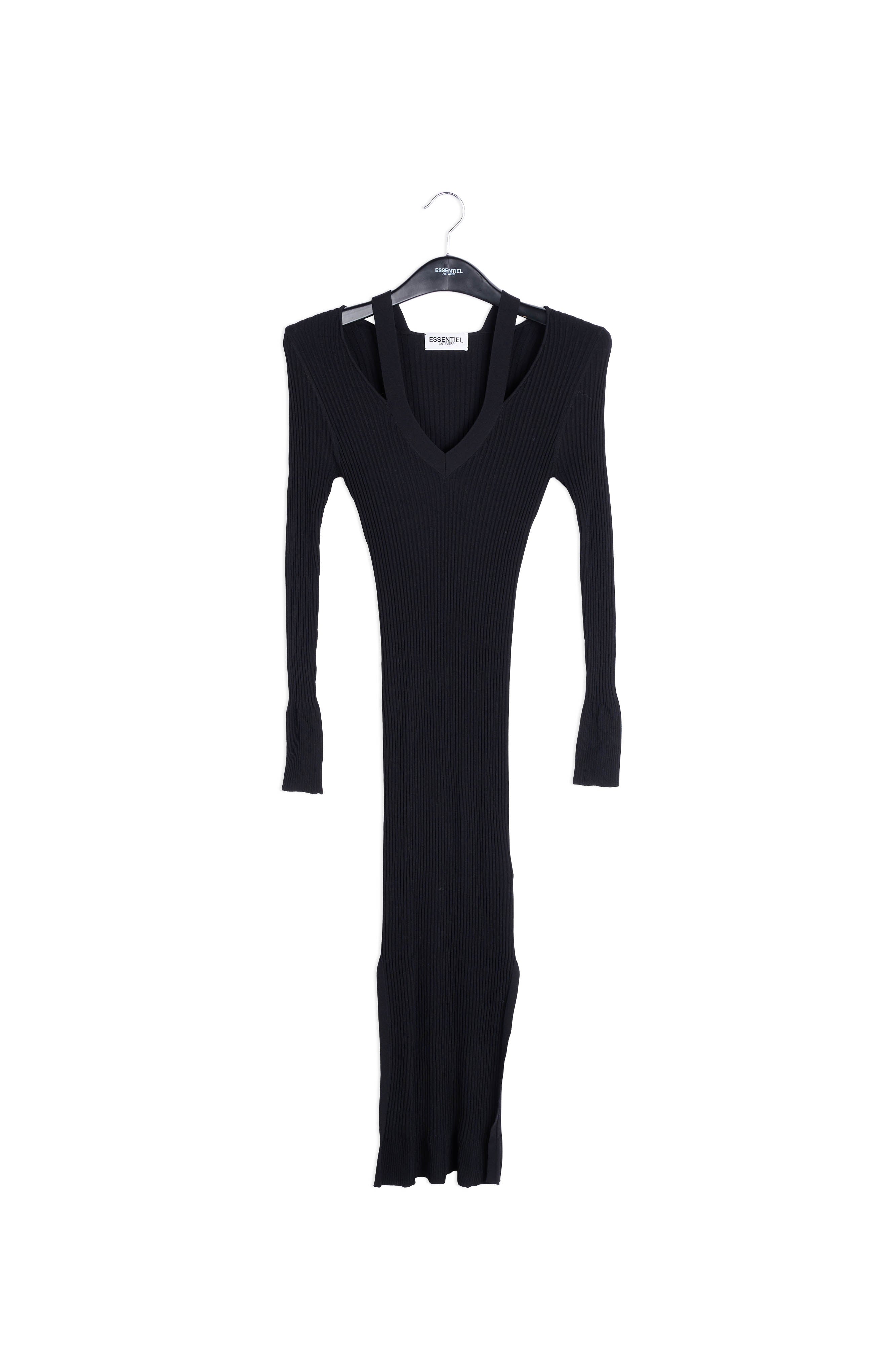 Black midi-length knit dress RE—SSENTIEL | Essentiel second hand
