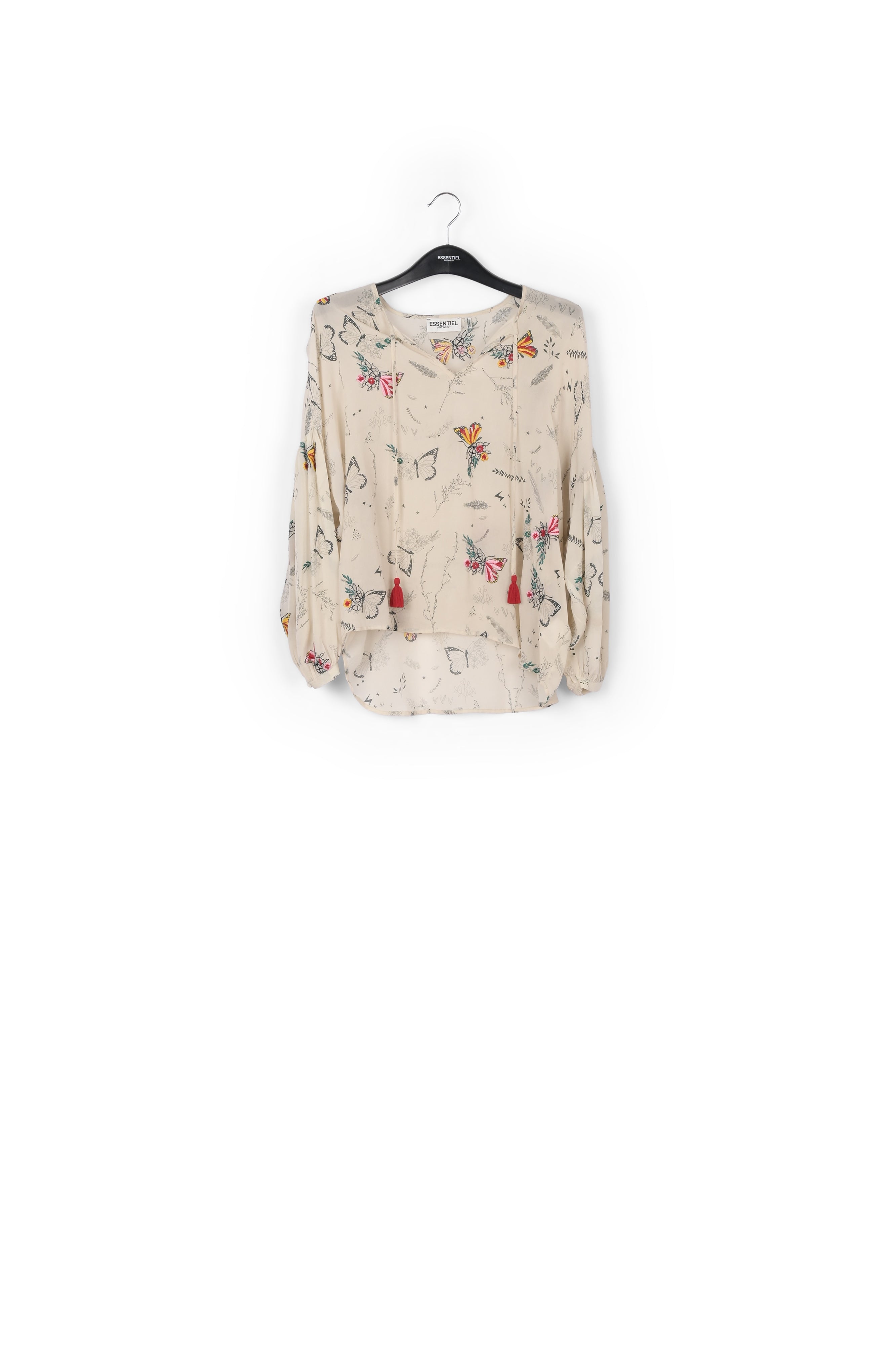 Light pink bohemian butterfly embroidered top RE—SSENTIEL | Essentiel second hand