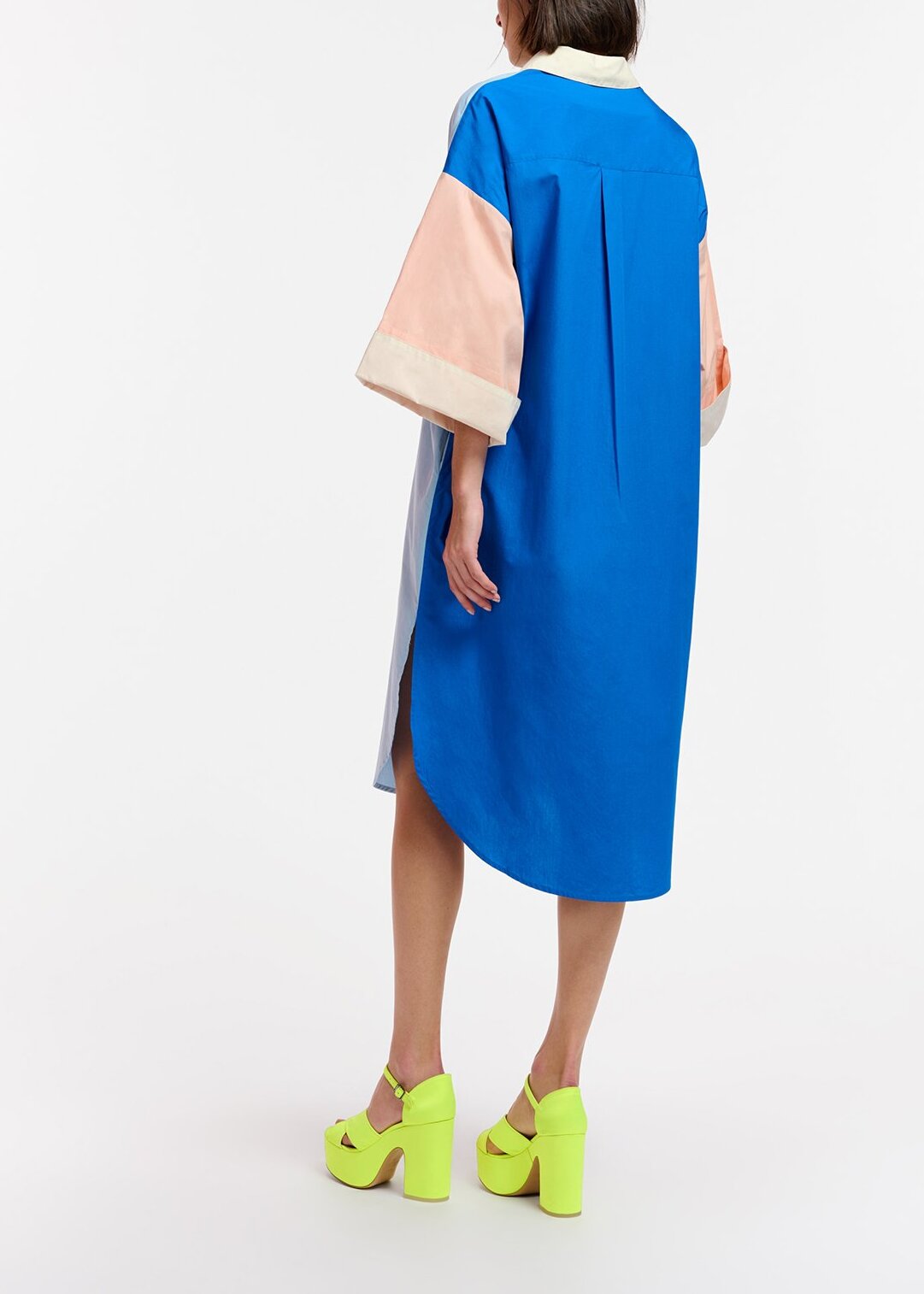 Robe-chemise bleue, mauve et jaune RE—SSENTIEL | Essentiel second hand