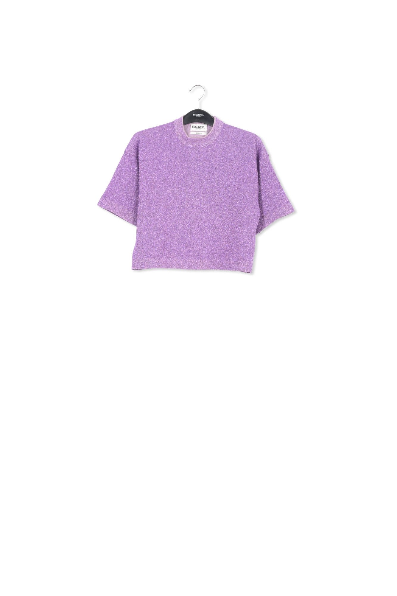 Purple lurex short-sleeved sweater RE—SSENTIEL | Essentiel second hand