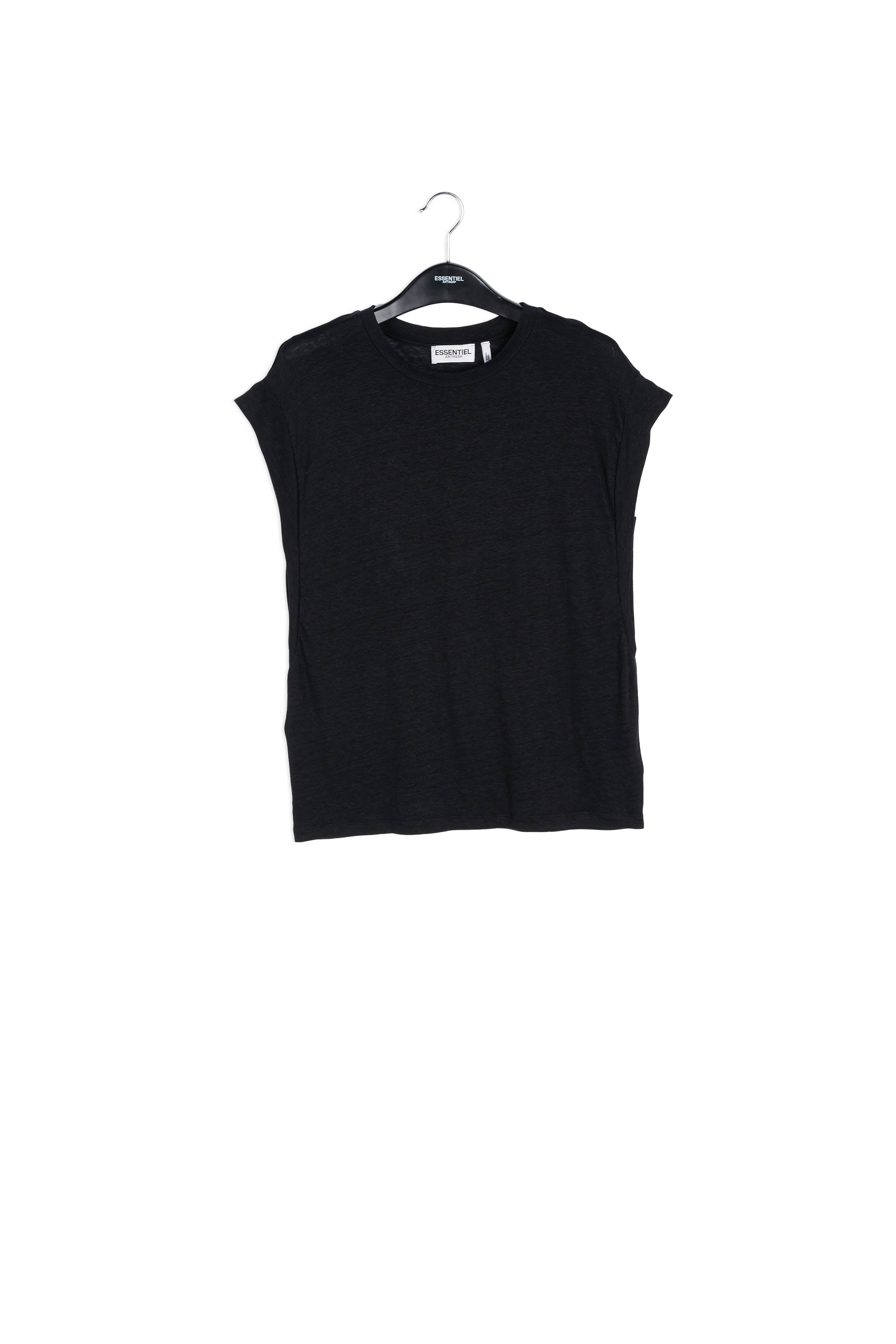 Black linen relaxed-fit T-shirt RE—SSENTIEL | Essentiel second hand