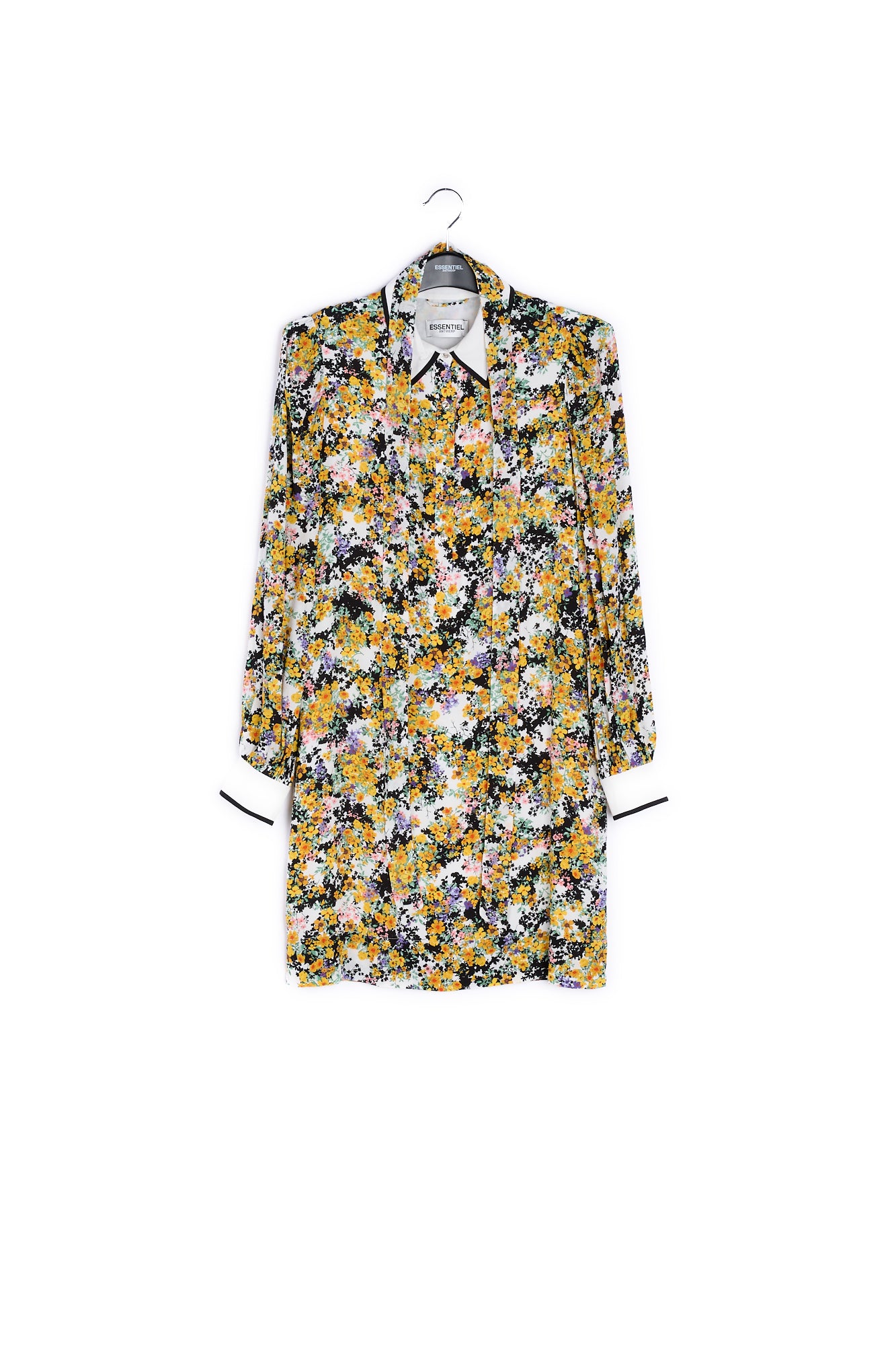 Off-white floral mini shirtdress RE—SSENTIEL | Essentiel second hand