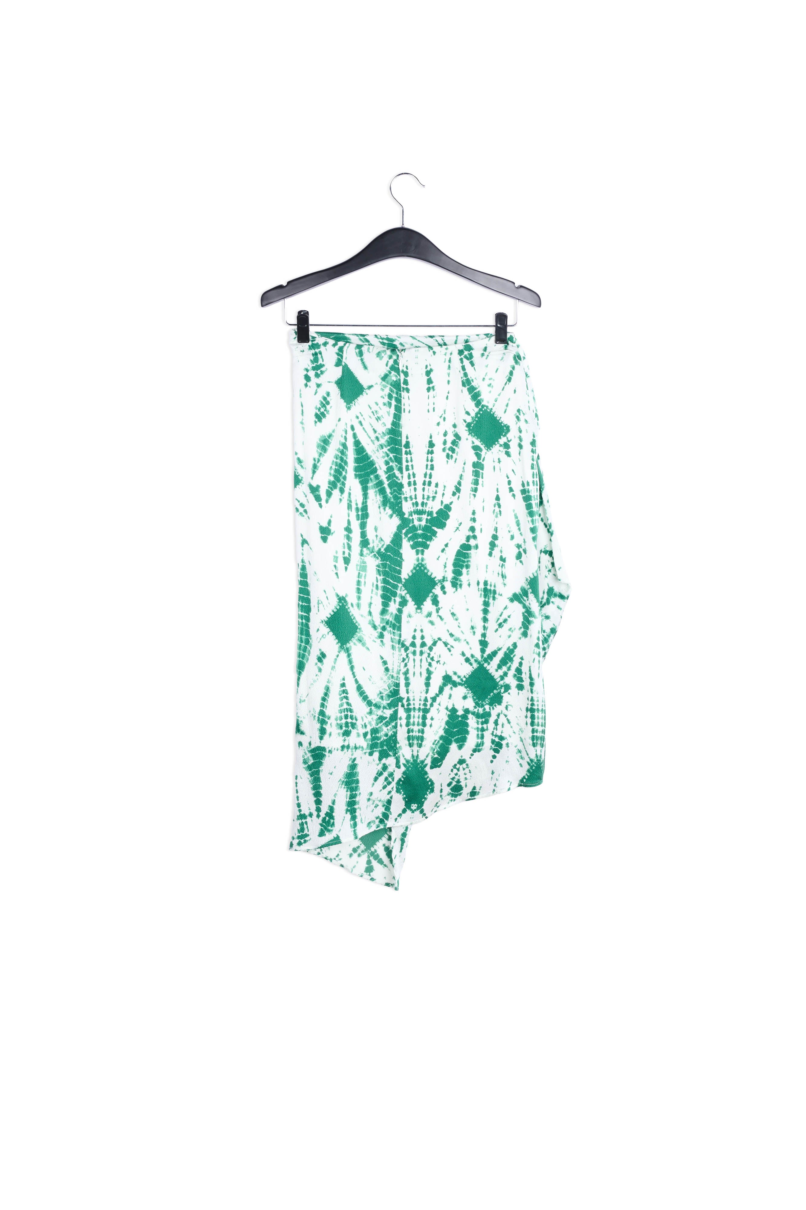 Jupe midi en soie tie-dye blanc cassé et vert RE—SSENTIEL | Essentiel second hand