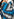Blue, black and white graphic print knee-length dress Faume - seconde main