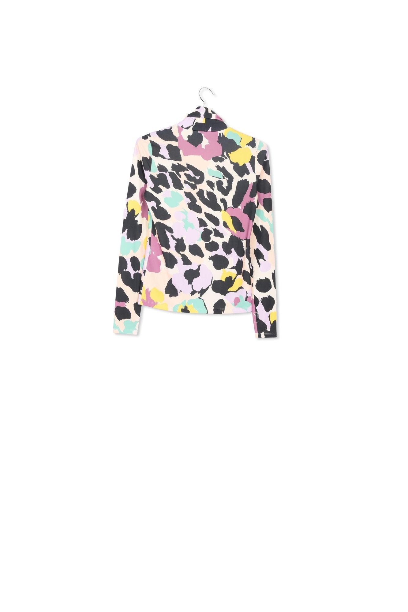 Vintage pink, mauve and black abstract-print turtleneck top RE—SSENTIEL | Essentiel second hand