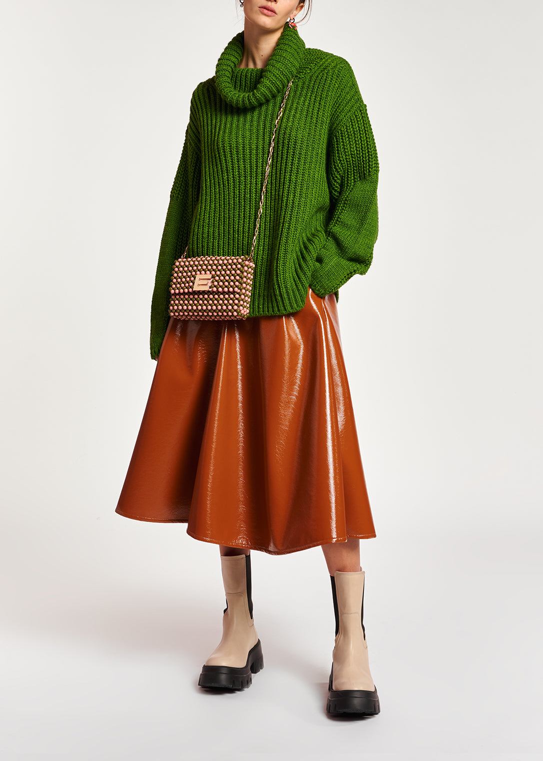 Green chunky ribbed turtleneck sweater RE—SSENTIEL | Essentiel second hand