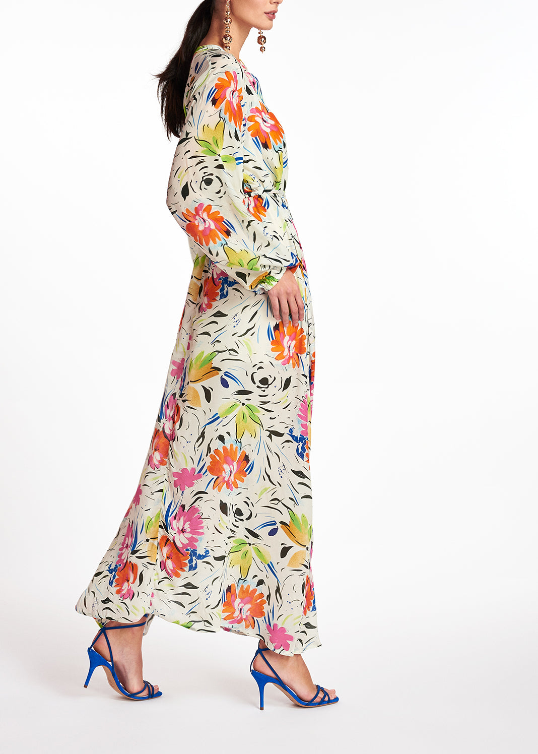 Off-white floral print maxi dress RE—SSENTIEL | Essentiel second hand