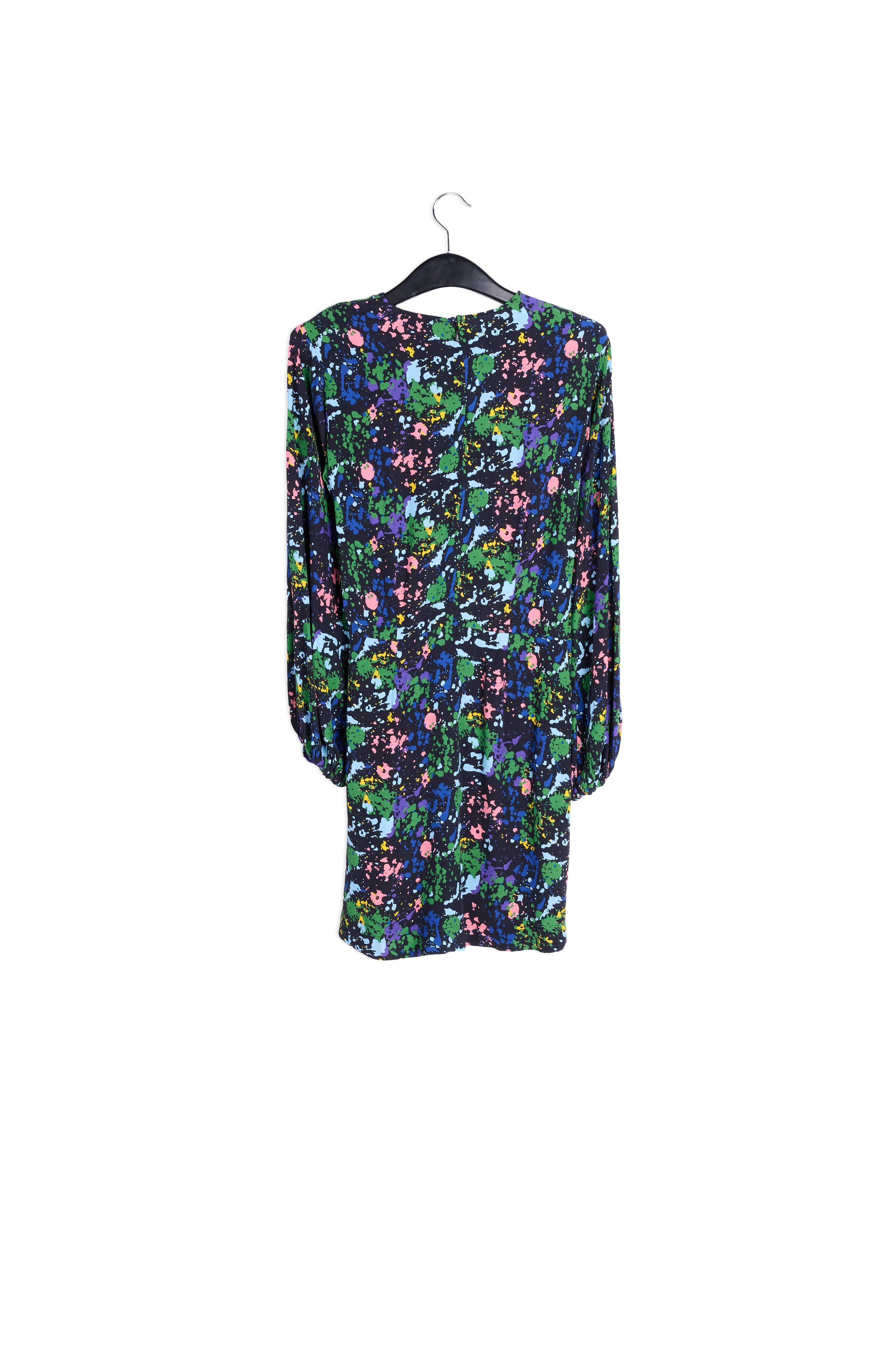 Black and blue floral print mini dress RE—SSENTIEL | Essentiel second hand