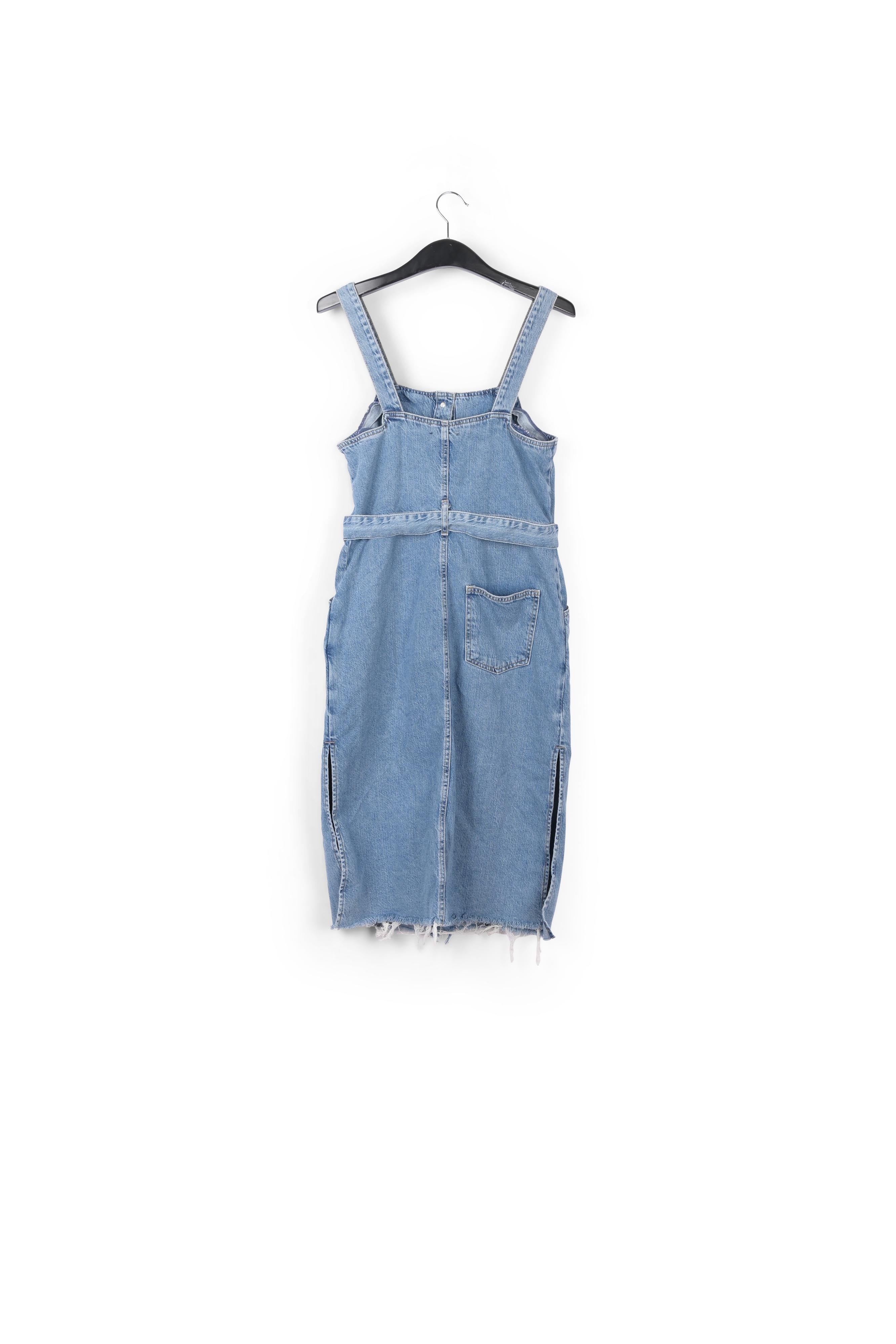 Dark blue belted denim mini dress RE—SSENTIEL | Essentiel second hand