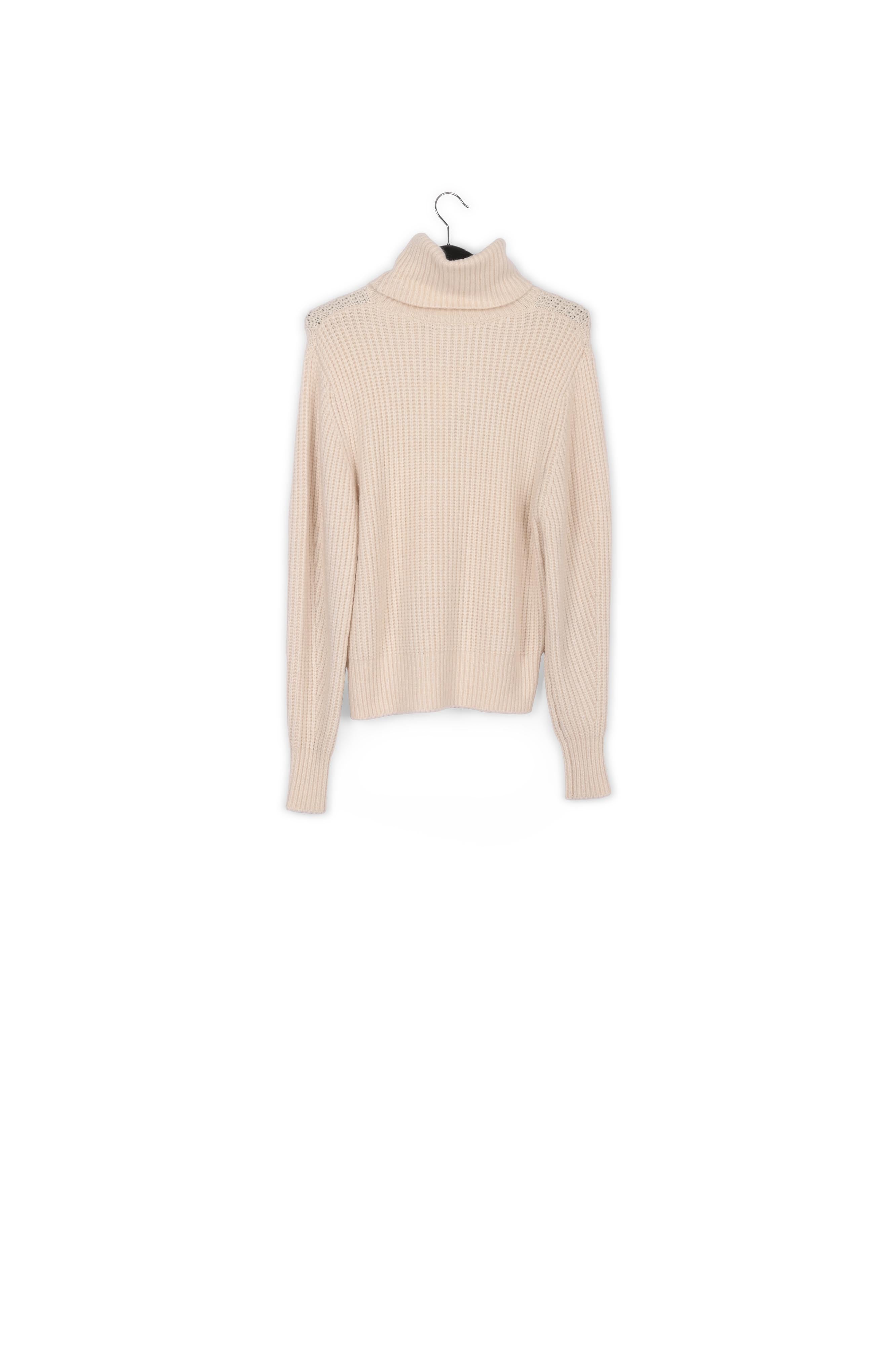 Pull beige à col roulé en maille côtelée RE—SSENTIEL | Essentiel second hand