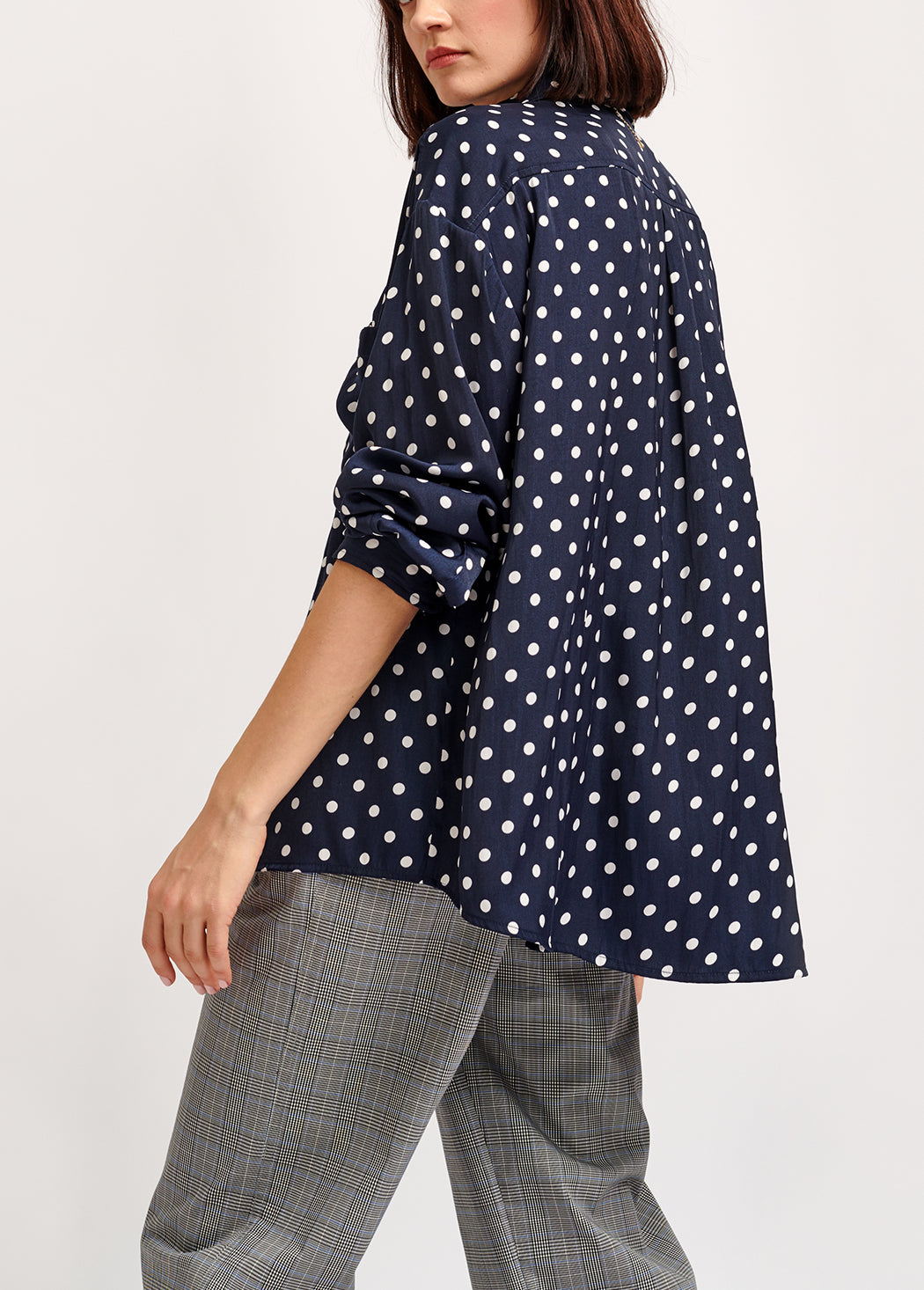 Dark blue polka dot oversized shirt RE—SSENTIEL | Essentiel second hand