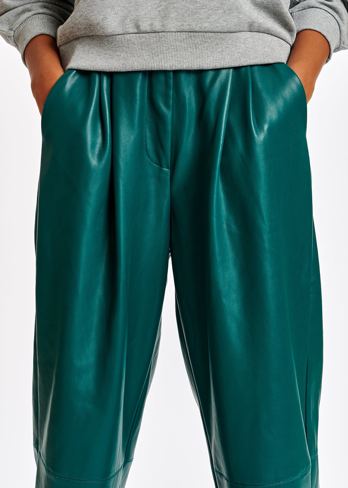 Blue faux leather baggy-fit pants RE—SSENTIEL | Essentiel second hand