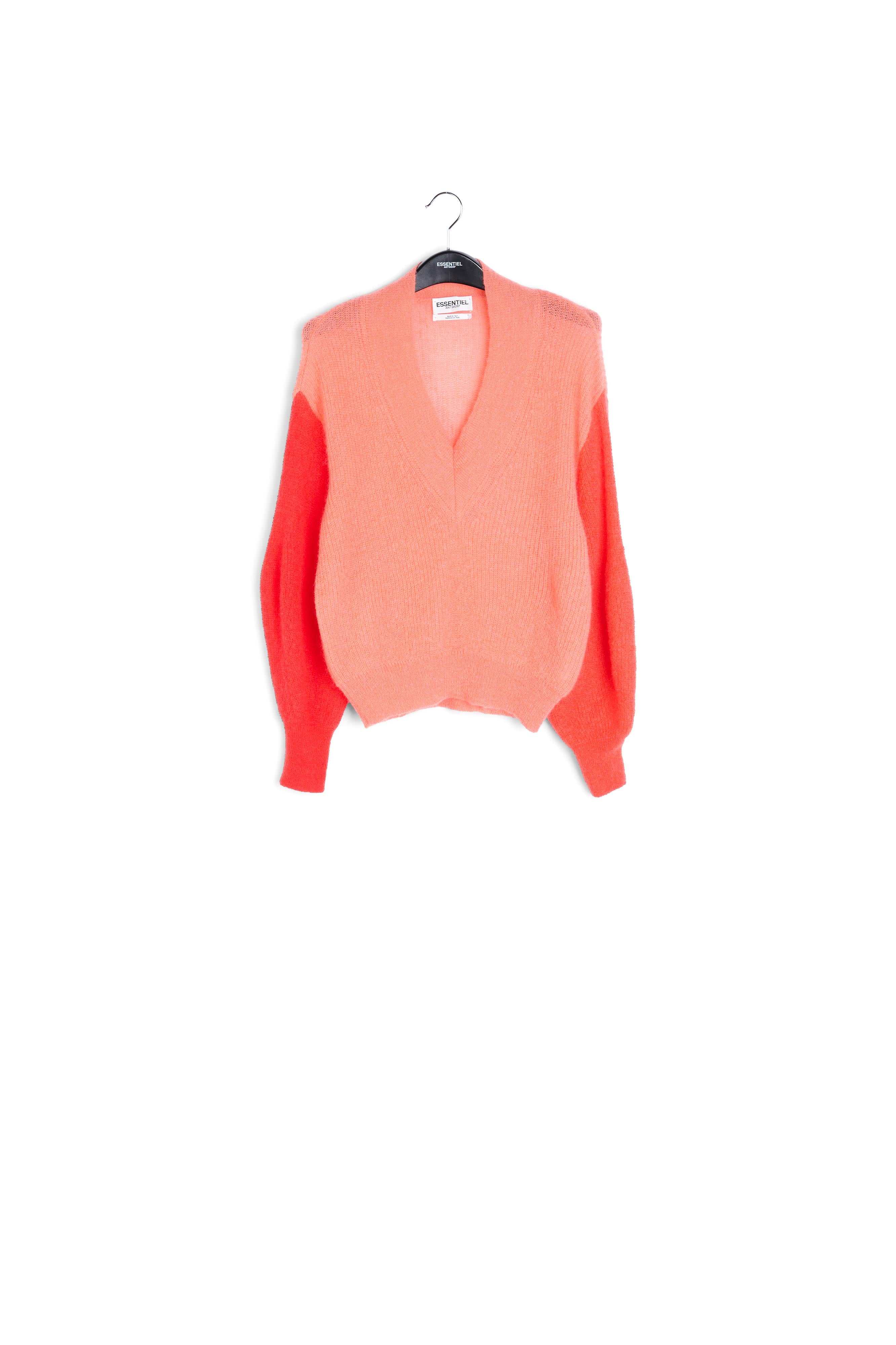 Pull en V orange en mélange de mohair RE—SSENTIEL | Essentiel second hand