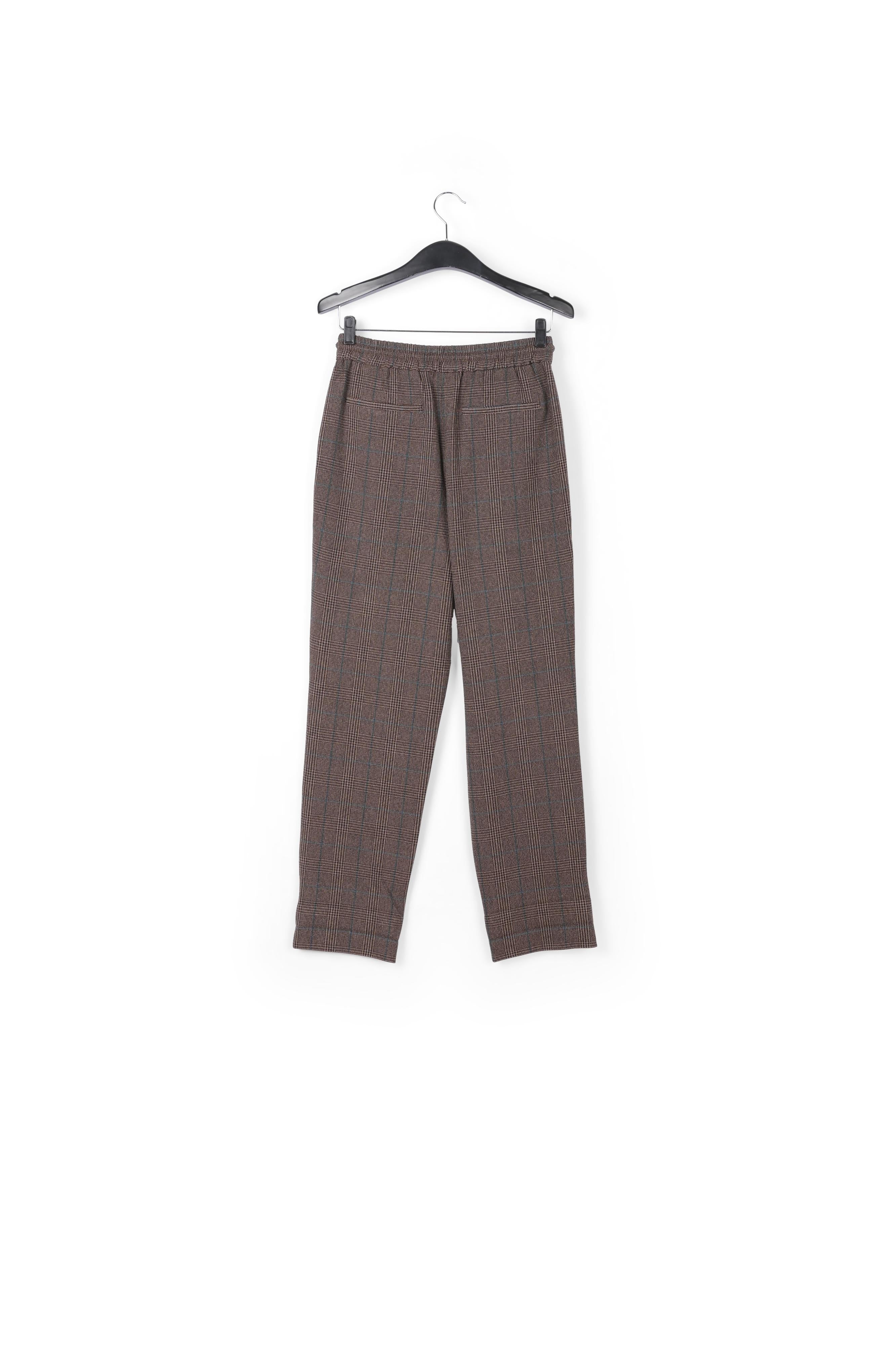 Brown pants with black and blue check motif RE—SSENTIEL | Essentiel second hand