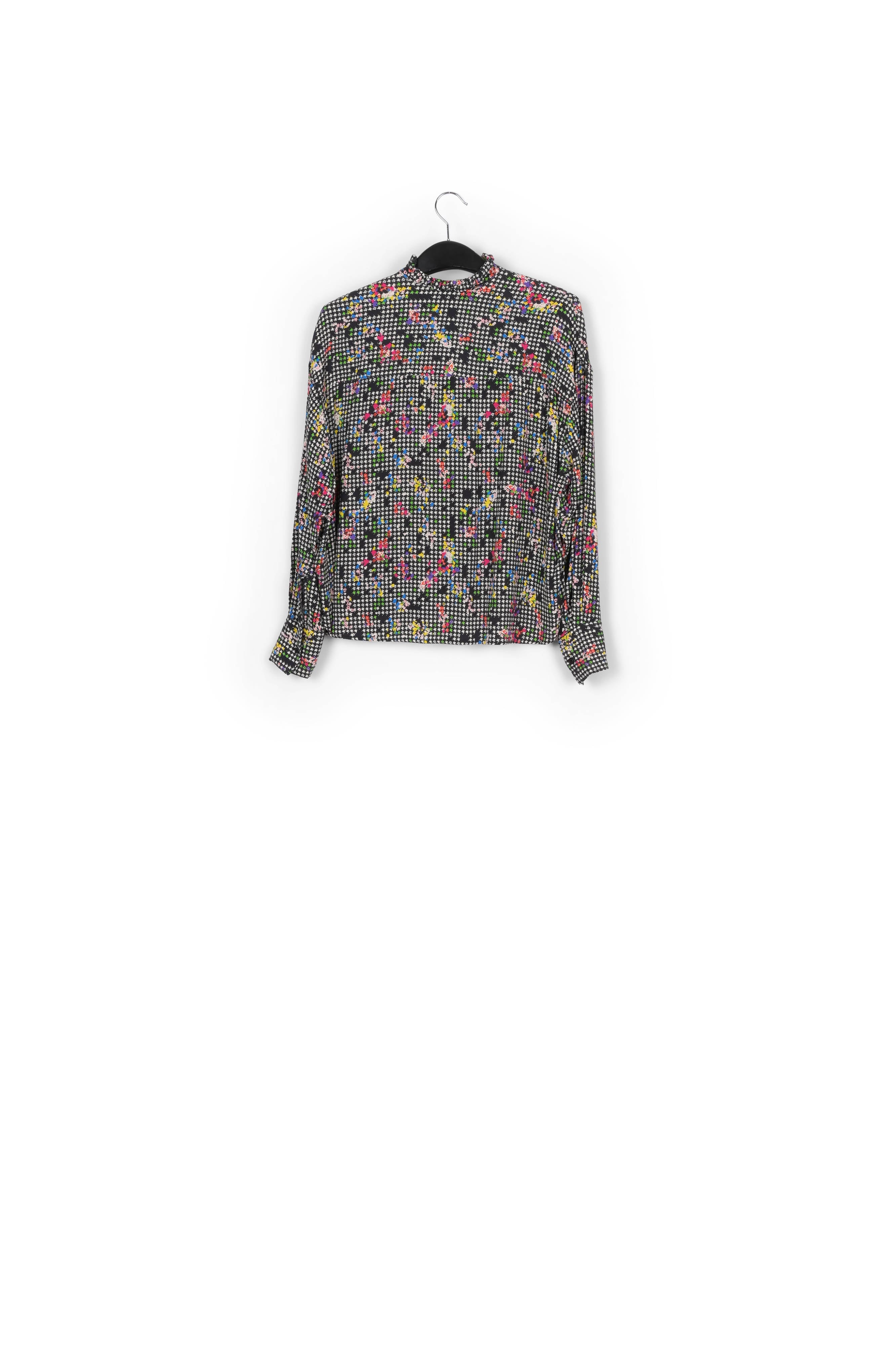 Black and white boxy shirt with frilled collar RE—SSENTIEL | Essentiel second hand