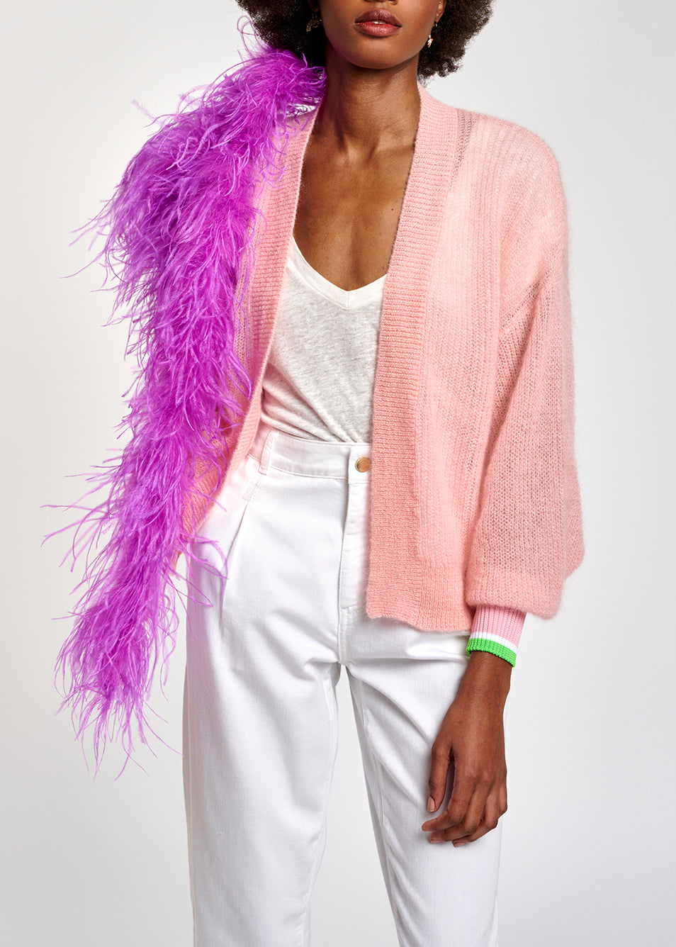 Light pink kid mohair cardigan RE—SSENTIEL | Essentiel second hand