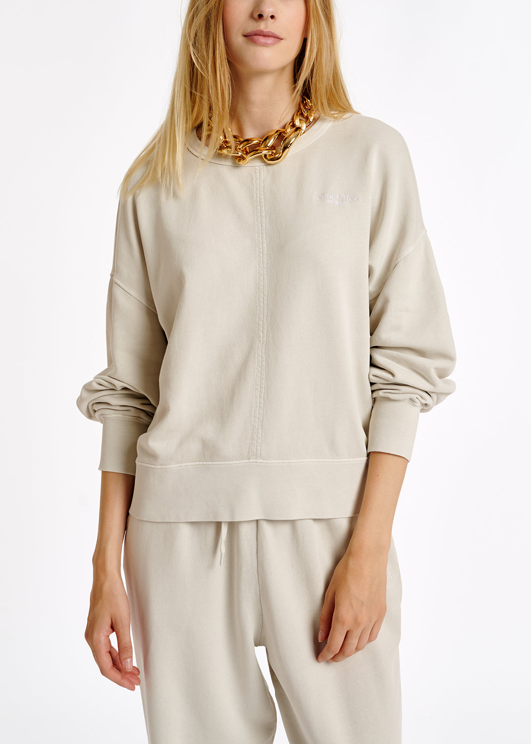 Off-white organic-cotton jersey sweatshirt RE—SSENTIEL | Essentiel second hand