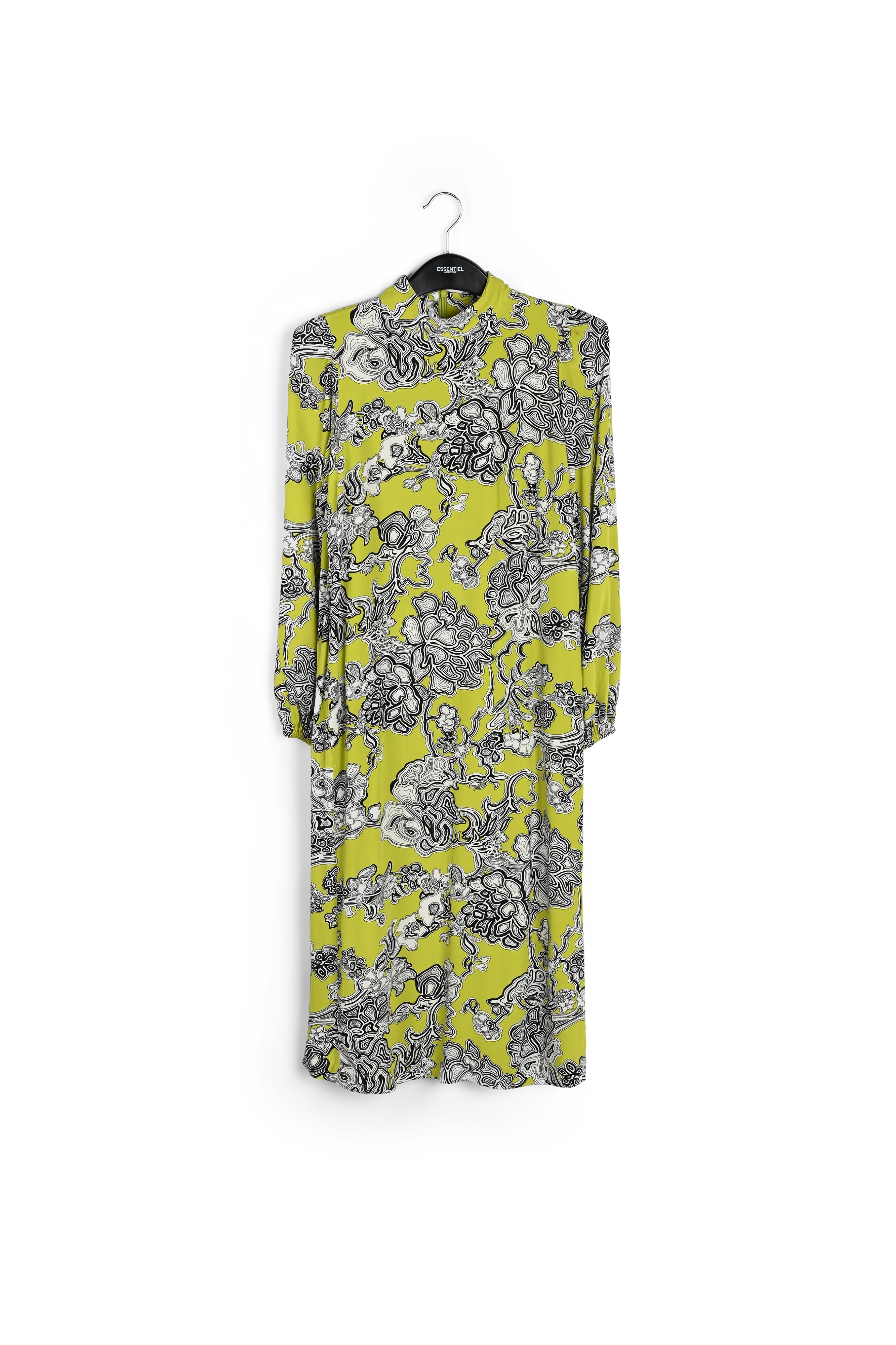 Lime green floral-print midi dress RE—SSENTIEL | Essentiel second hand