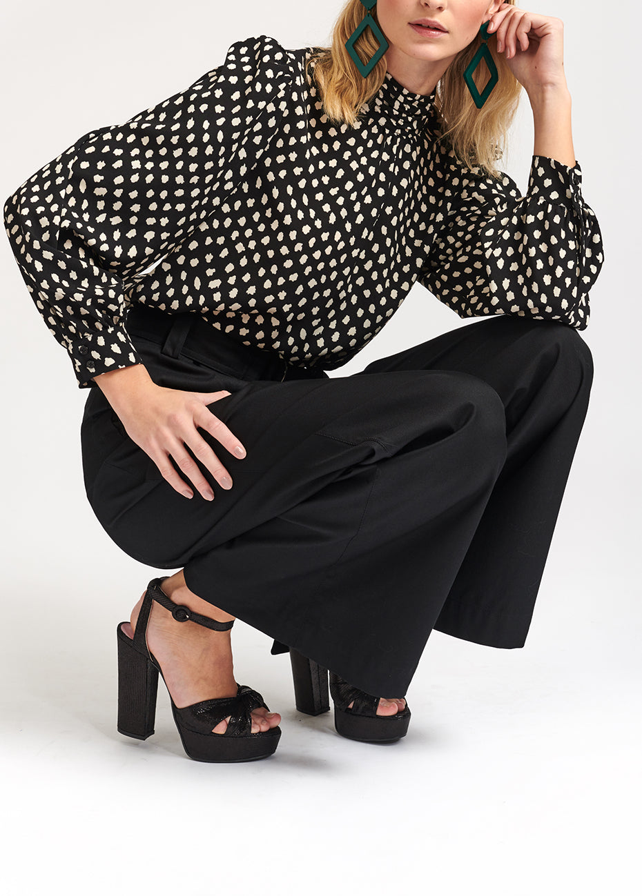 Black polka dot turtleneck top RE—SSENTIEL | Essentiel second hand