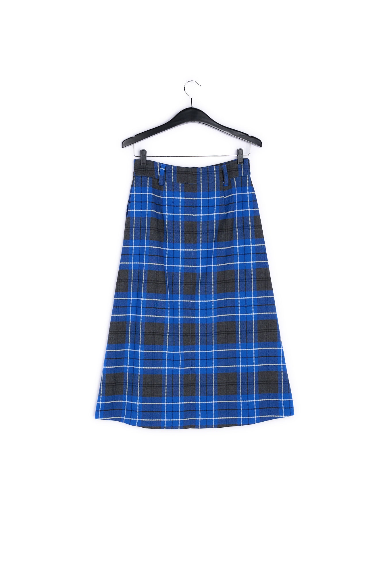 Blue and black check midi skirt RE—SSENTIEL | Essentiel second hand