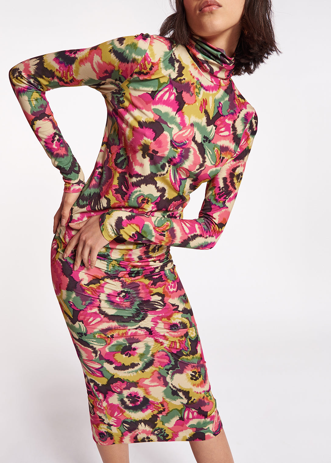 Multicolor floral-print turtleneck top RE—SSENTIEL | Essentiel second hand