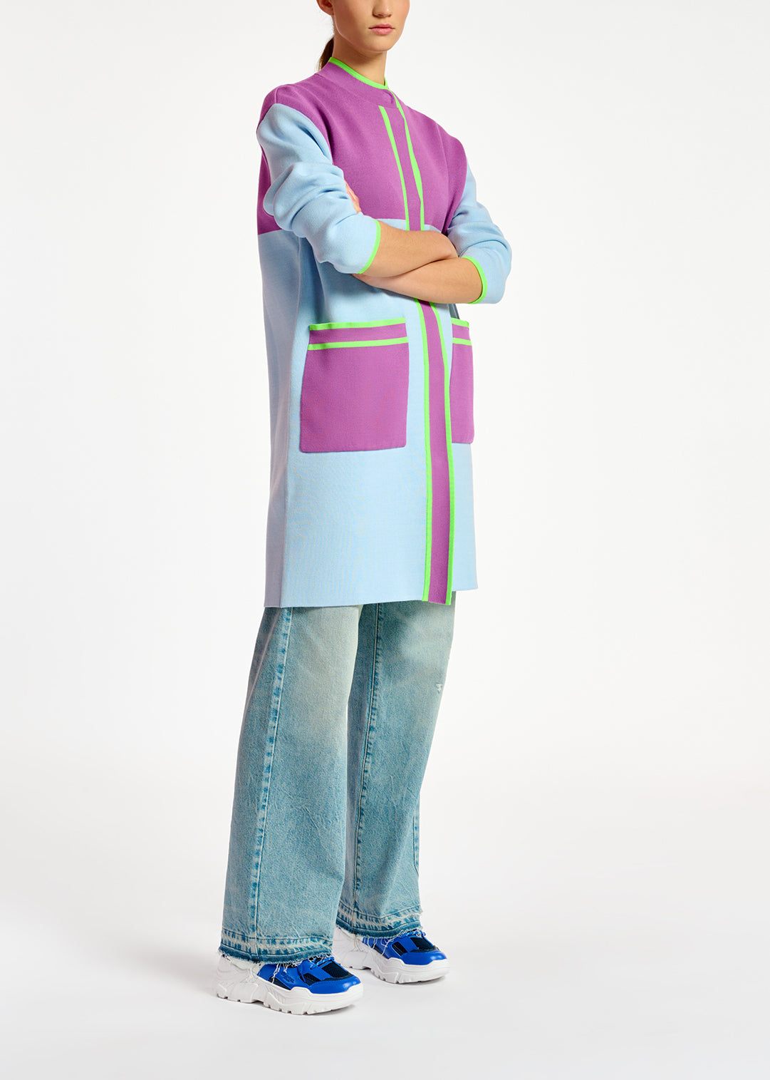 Manteau oversize en tricot bleu clair RE—SSENTIEL | Essentiel second hand