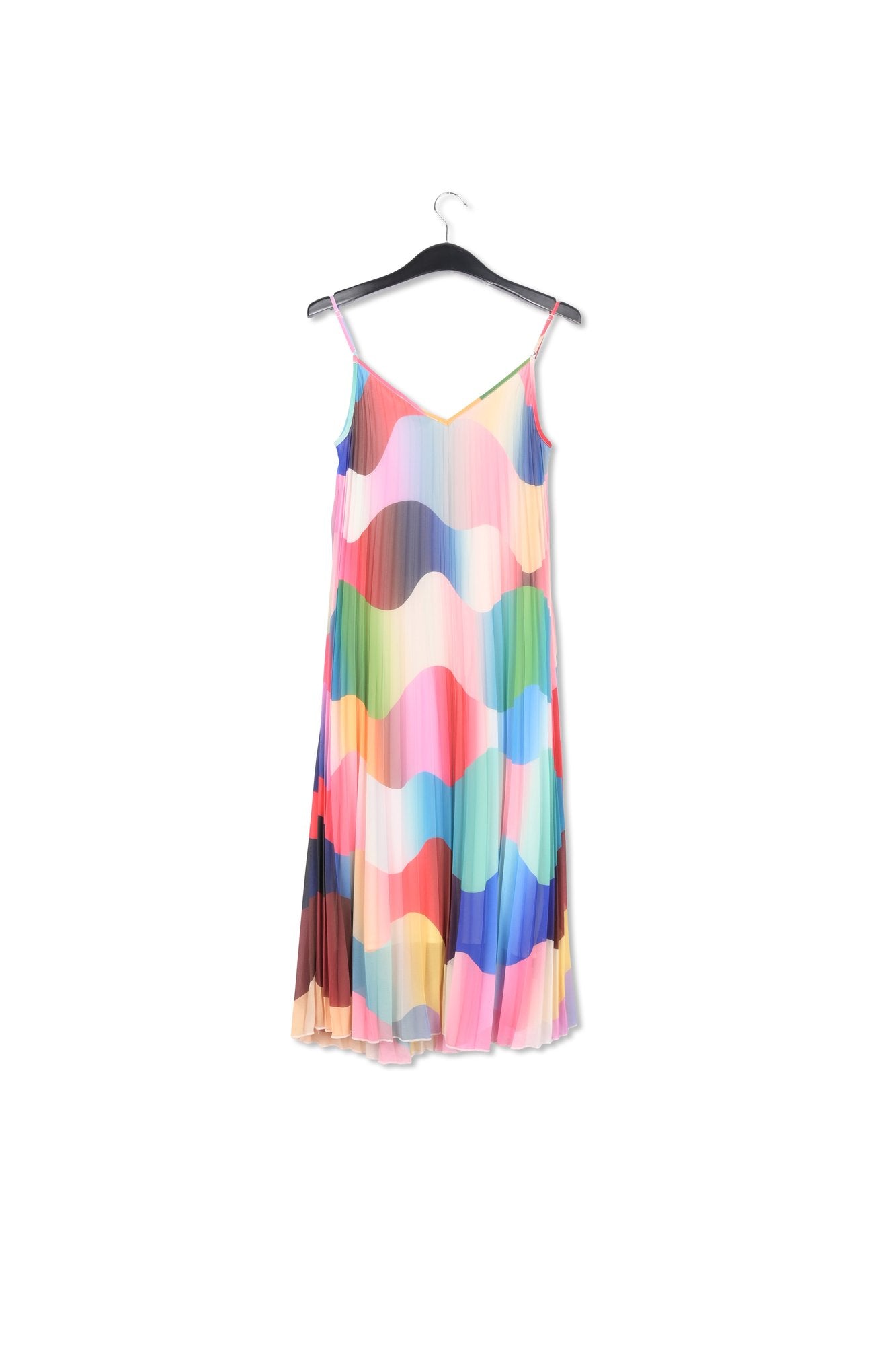 Multicolor graphic print plissé slip dress RE—SSENTIEL | Essentiel second hand