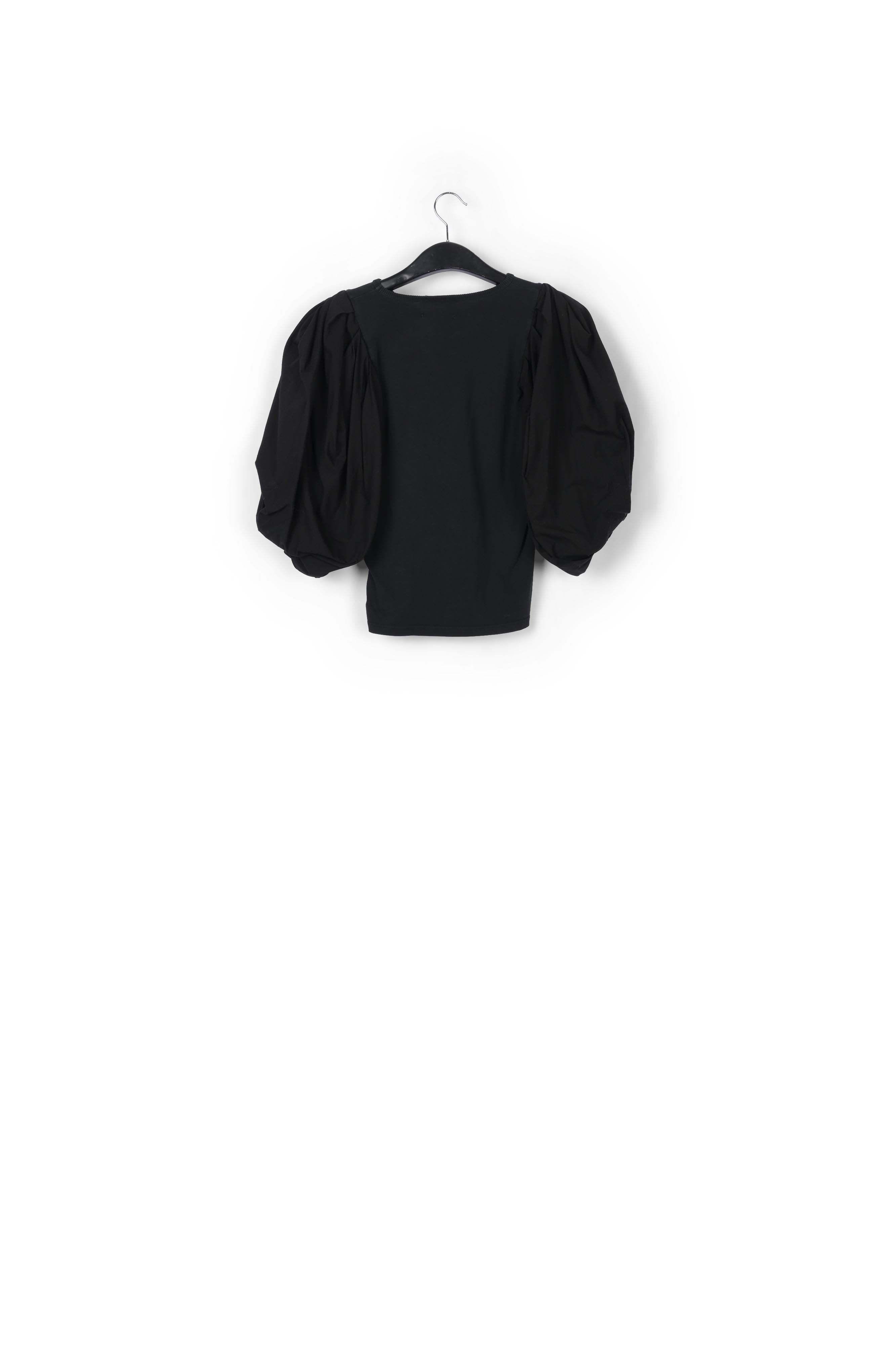Black jersey T-shirt with cotton-poplin sleeves RE—SSENTIEL | Essentiel second hand